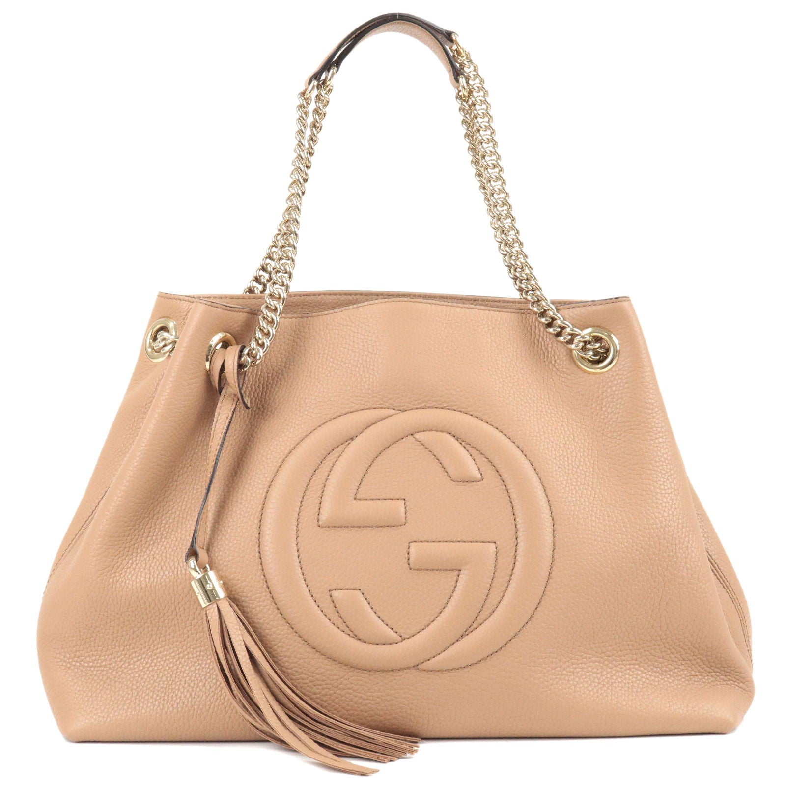 GUCCI SOHO Leather Chain Shoulder Bag Beige 536196