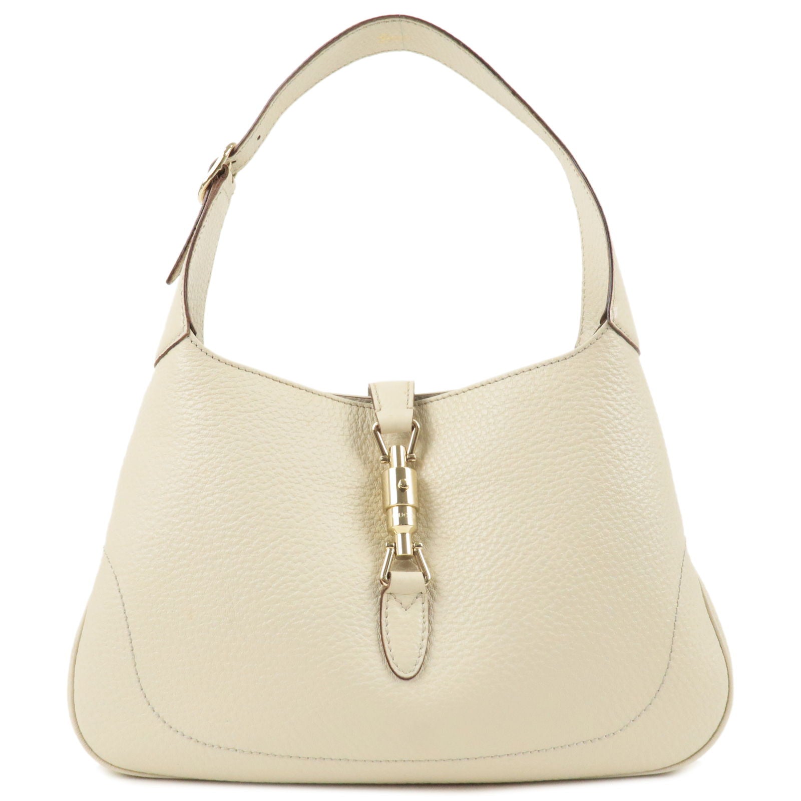 GUCCI Jackie GG Leather Shoulder Bag Hobo Bag Ivory 137335