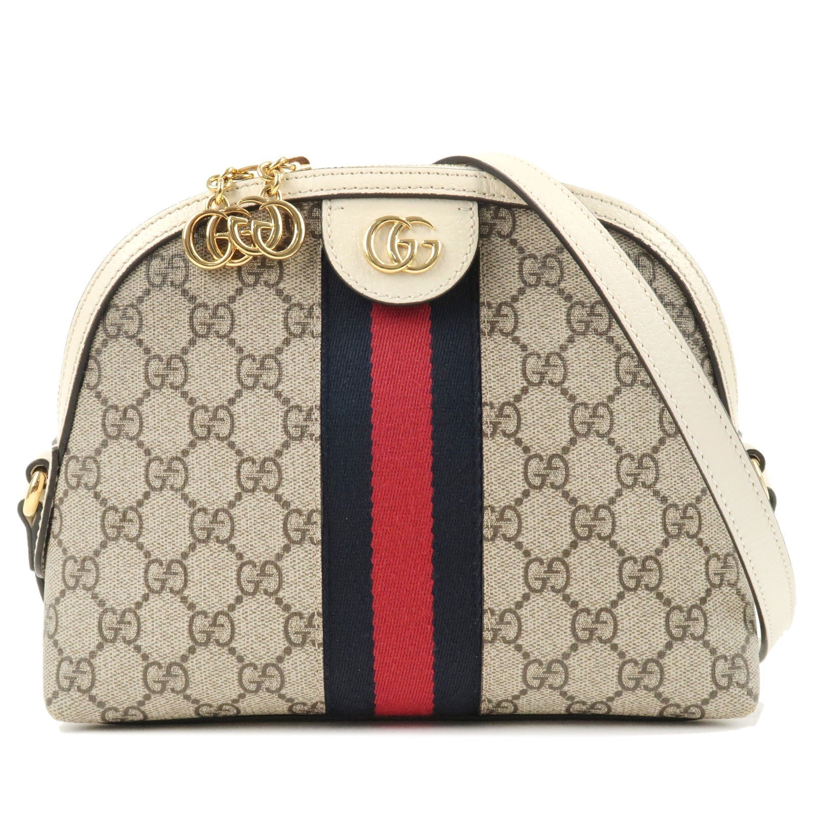 GUCCI Sherry Ophidia PVC Leather Shoulder Bag Ivory 499621