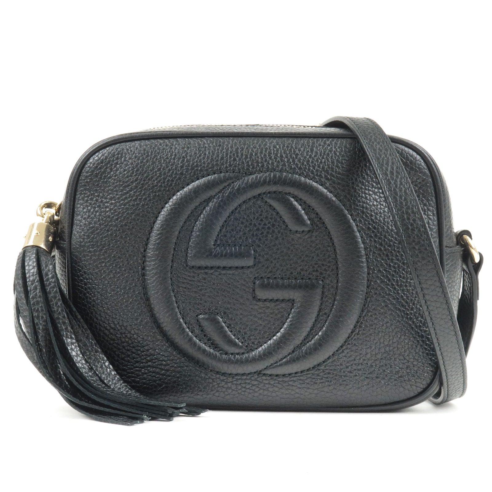 GUCCI SOHO Small Disco Leather Shoulder Bag Black 308364