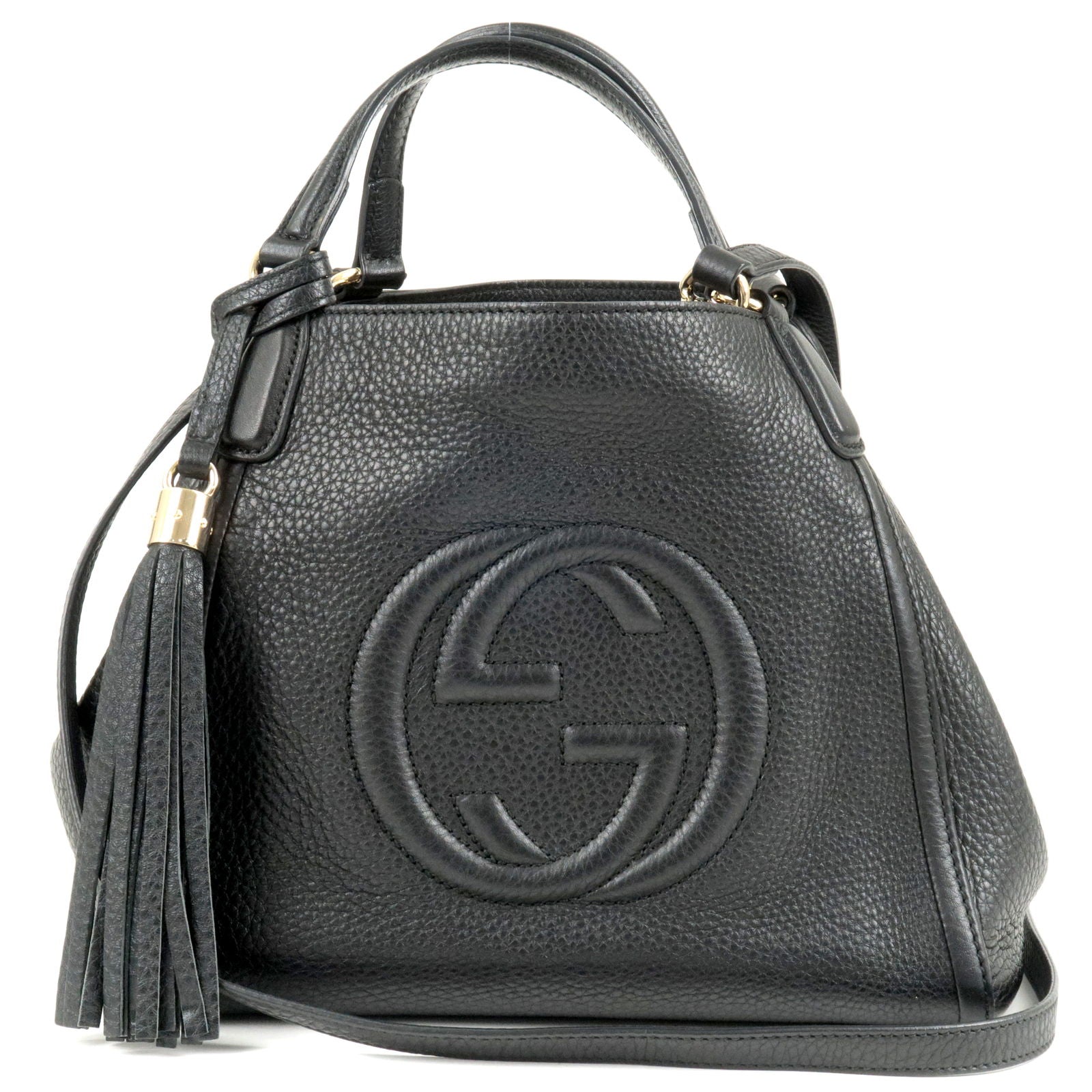 GUCCI SOHO Leather 2Way Hand Bag Shoulder Bag Black 336751