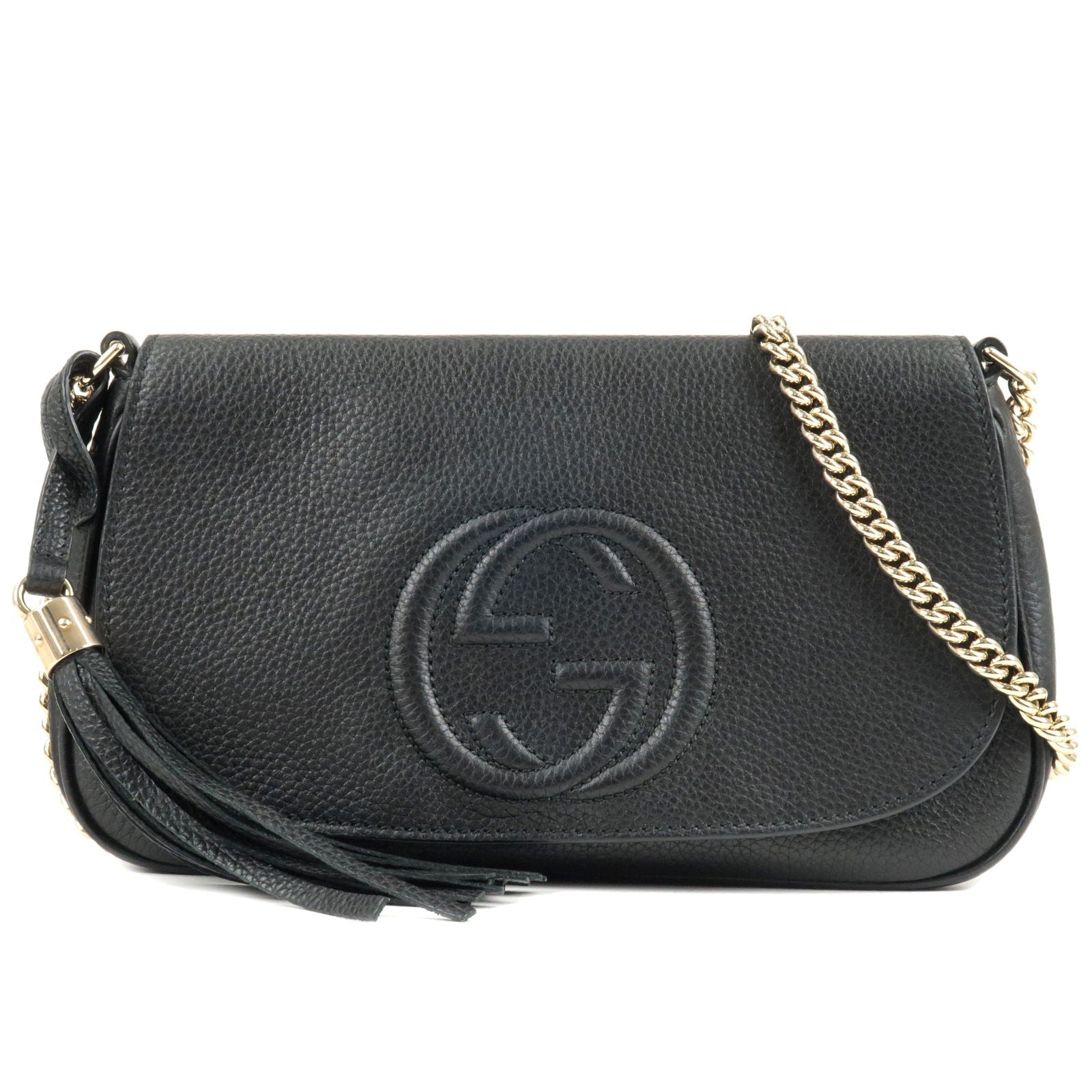 GUCCI SOHO Leather Chain Shoulder Bag Purse Black 336752