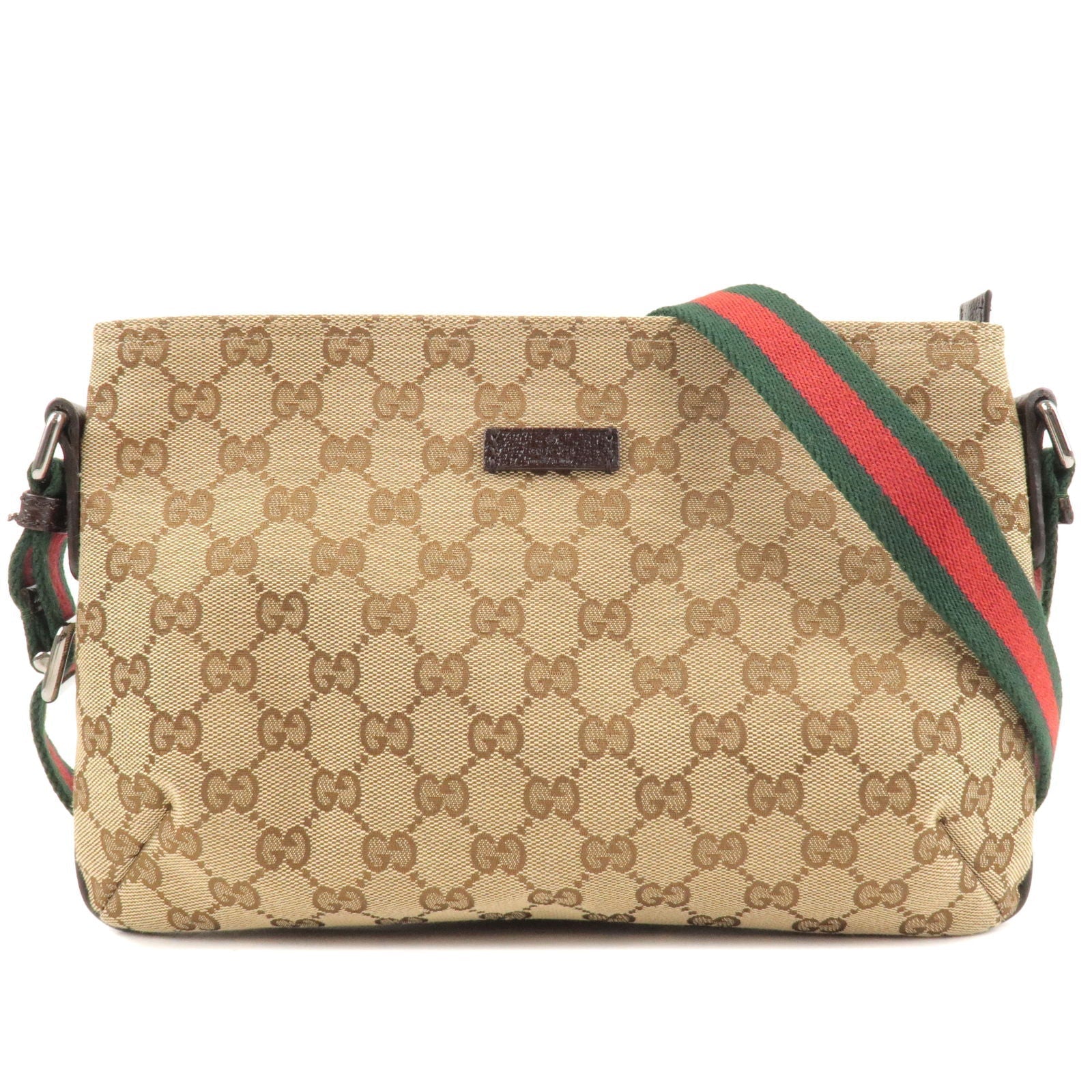 GUCCI Sherry Line GG Canvas Leather Shoulder Bag Beige 189749