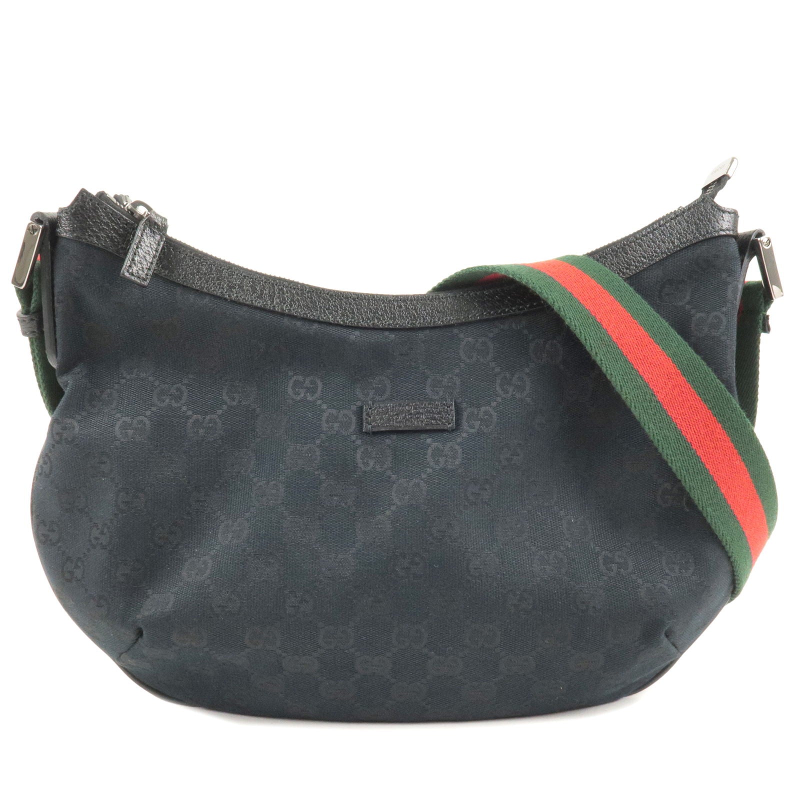 GUCCI Sherry Line GG Canvas Leather Shoulder Bag Black 181092