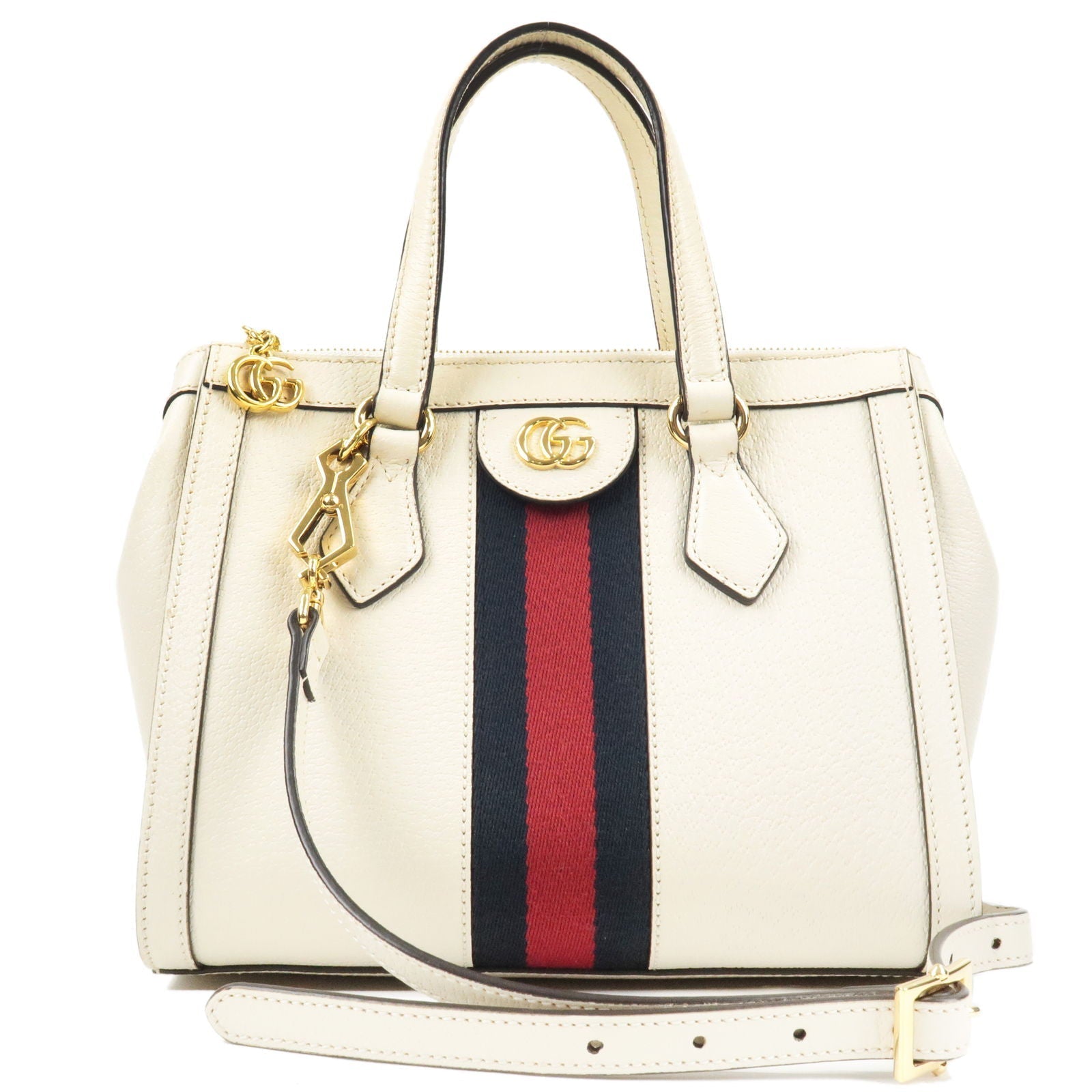 GUCCI Sherry Ophidia Leather 2Way Hand Bag White 547551