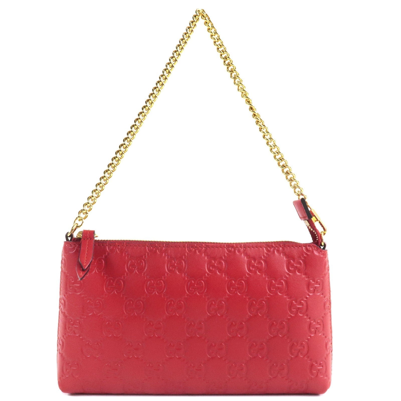 GUCCI Guccissima Leather Hand Bag Pouch Red 428449