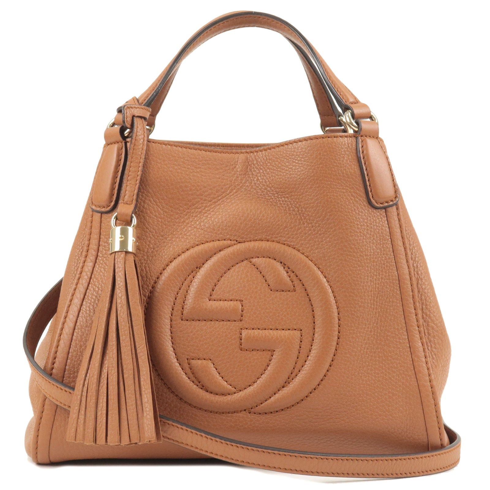 GUCCI SOHO Leather 2 Way Hand Bag Shoulder Bag Brown 336751