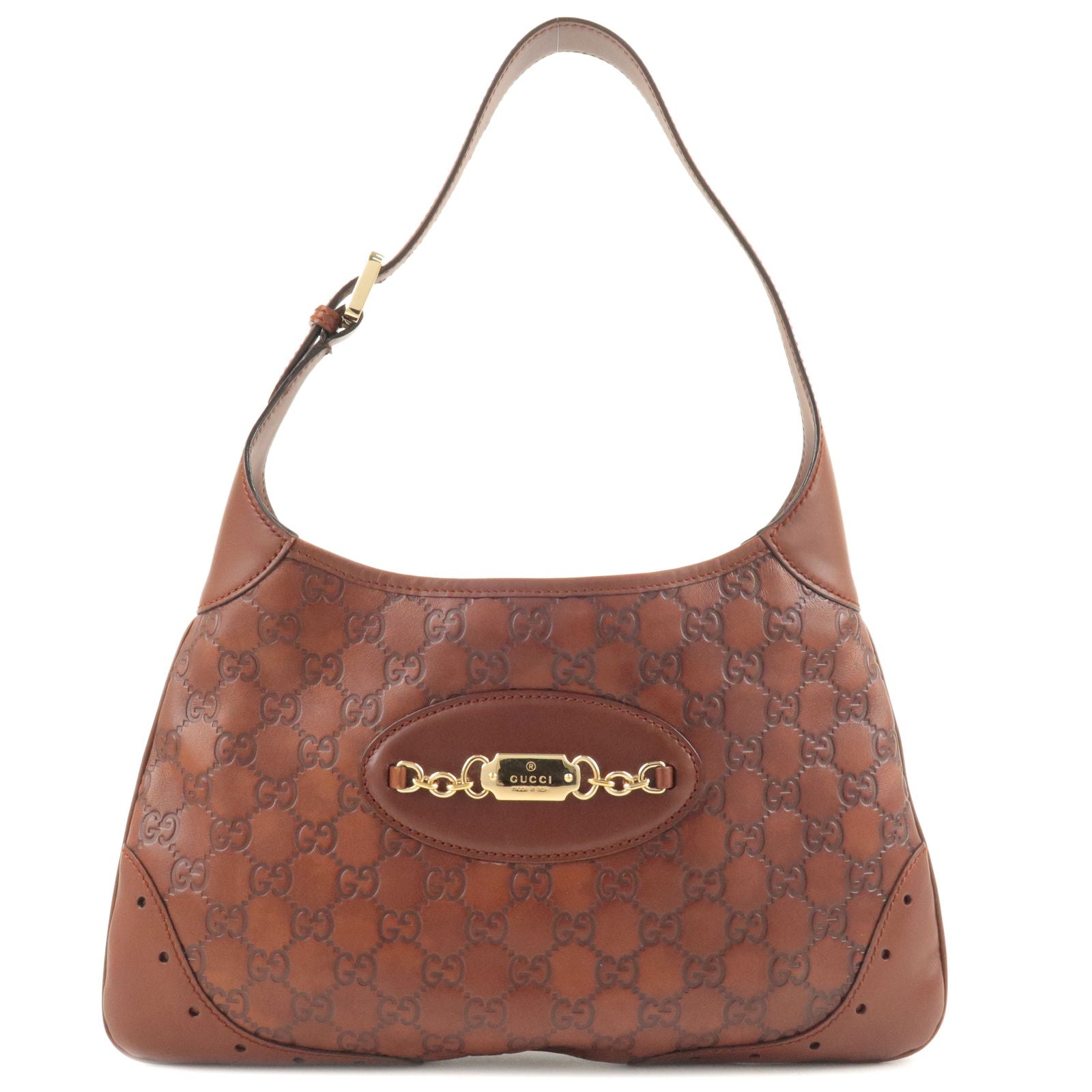 GUCCI Guccissima Leather Shoulder Bag Brown 145778