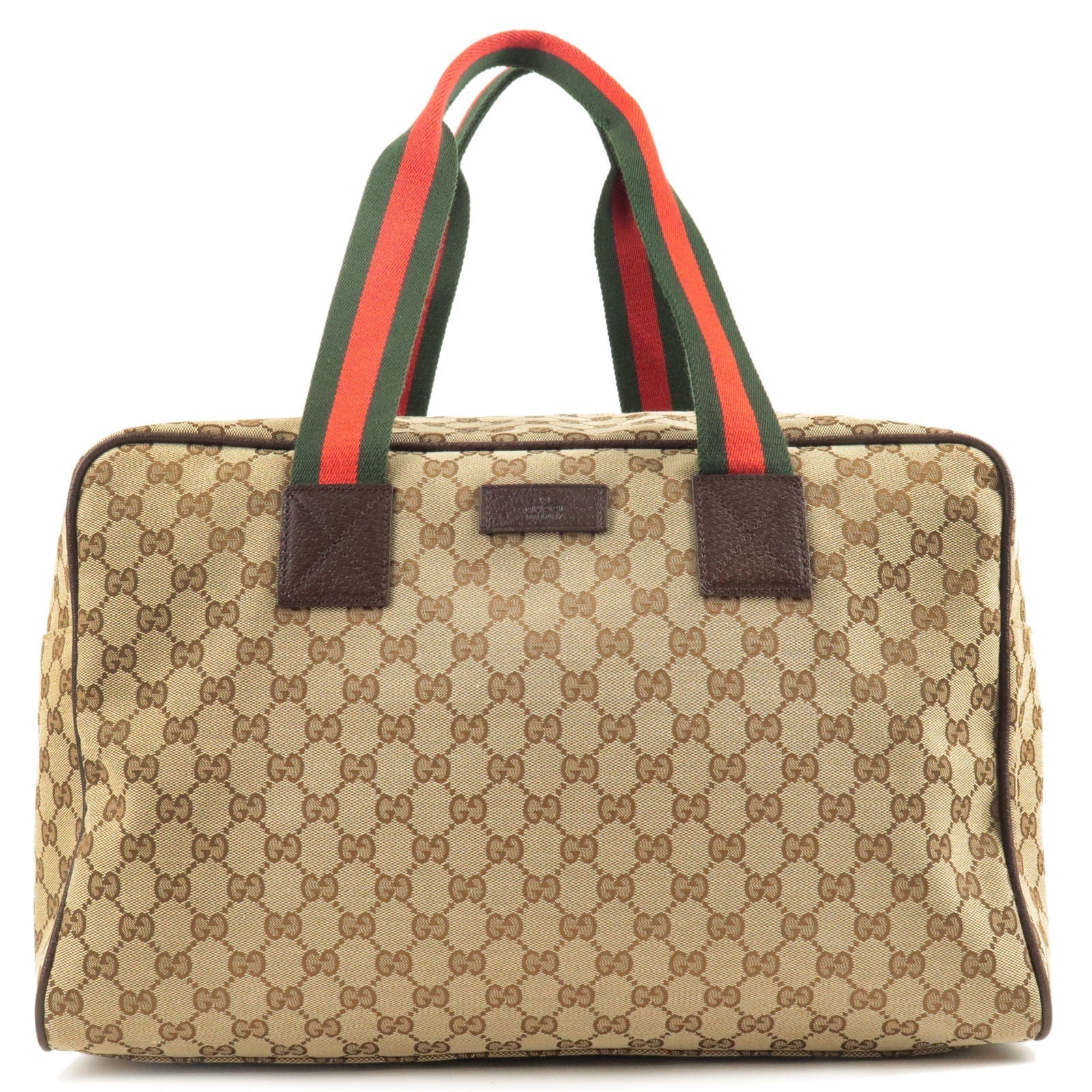 GUCCI Sherry Line GG Canvas Leather Boston Bag Beige 153240