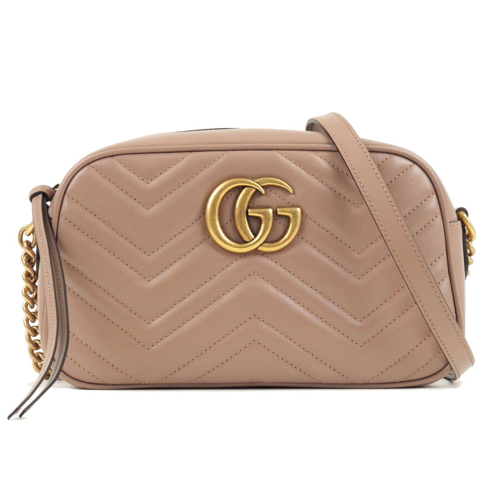 GUCCI GG Marmont Leather Small Cross Body Bag Pink Beige 447632