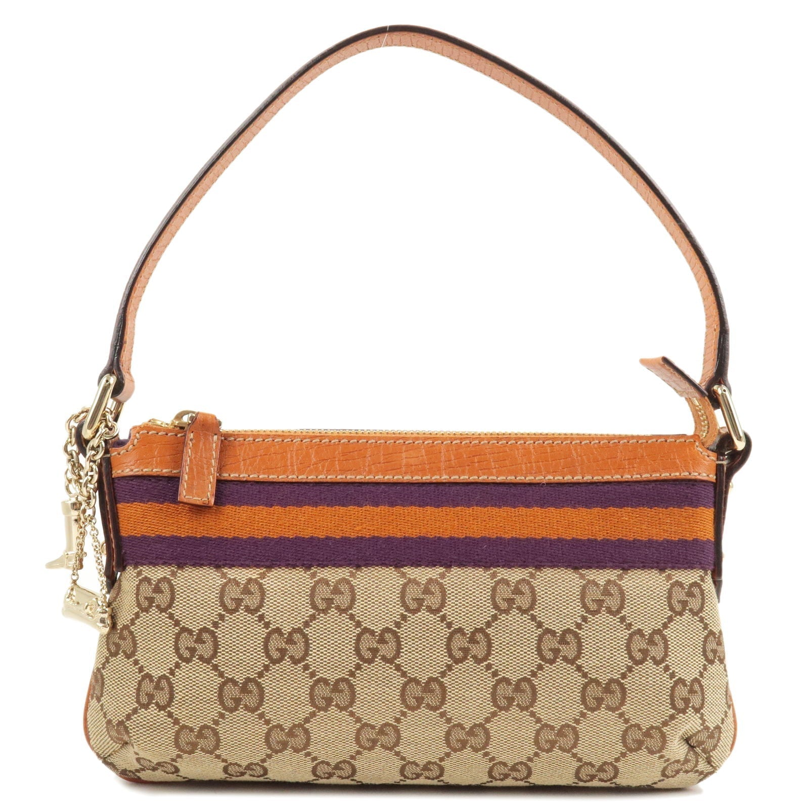 GUCCI Sherry GG Canvas Leather Hand Bag Beige Brown 145970