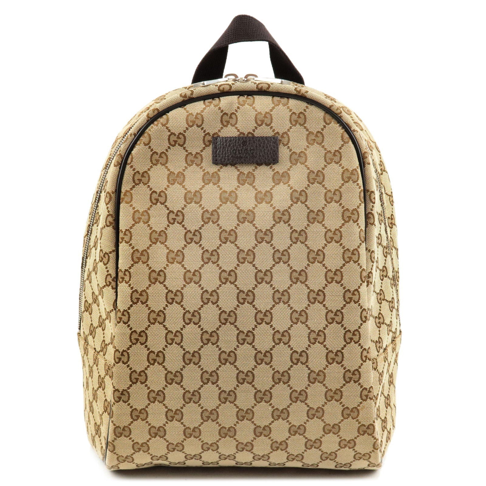 GUCCI GG Canvas Leather Ruck Sack Back Pack Beige Brown 449906