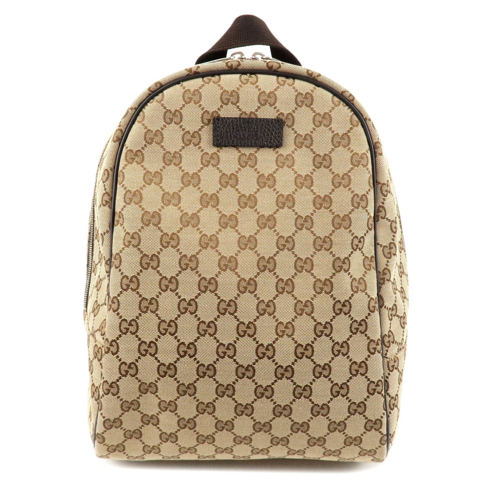 GUCCI GG Canvas Leather Ruck Sack Back Pack Beige Brown 449906