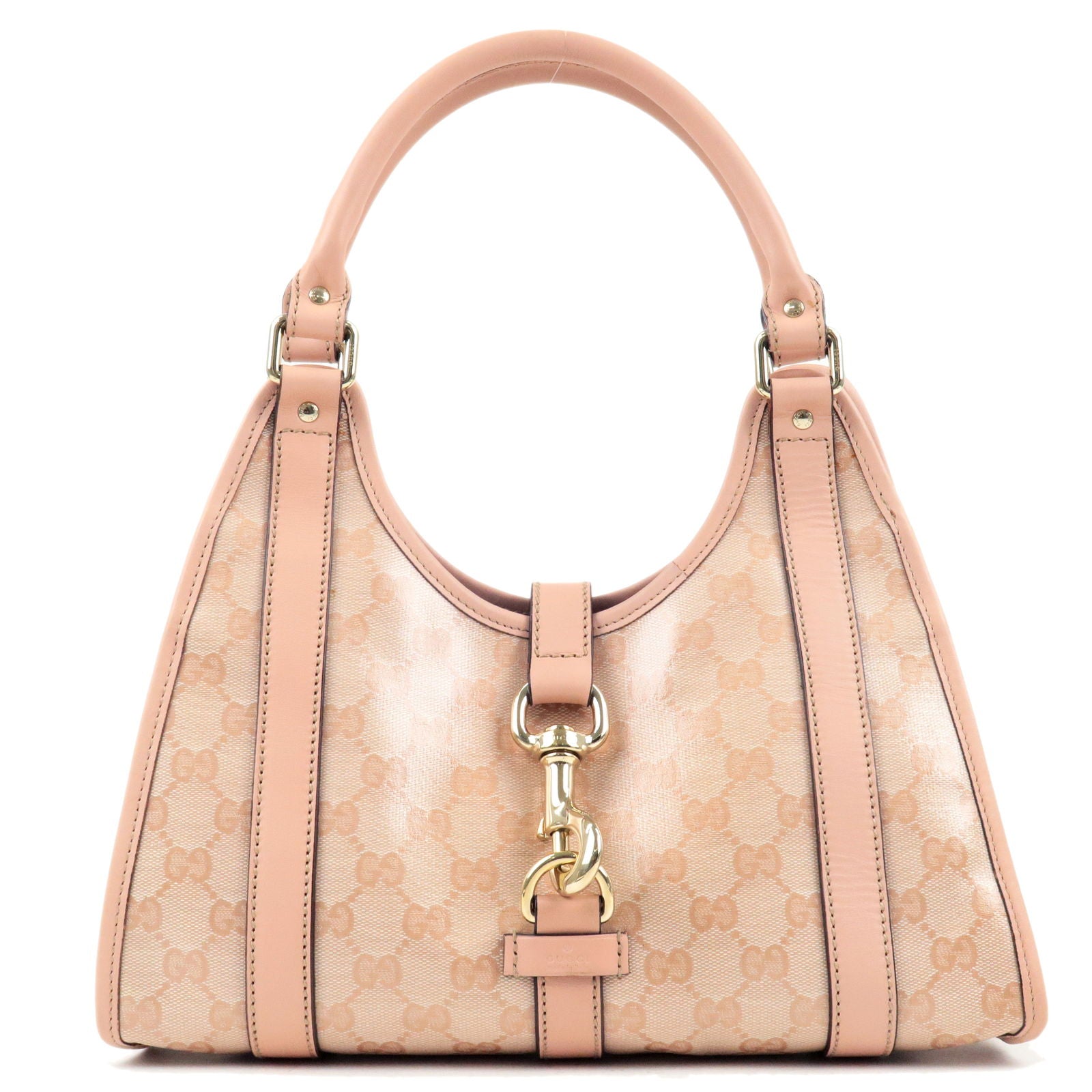 GUCCI GG Crystal Leather Shoulder Bag Pink 203495