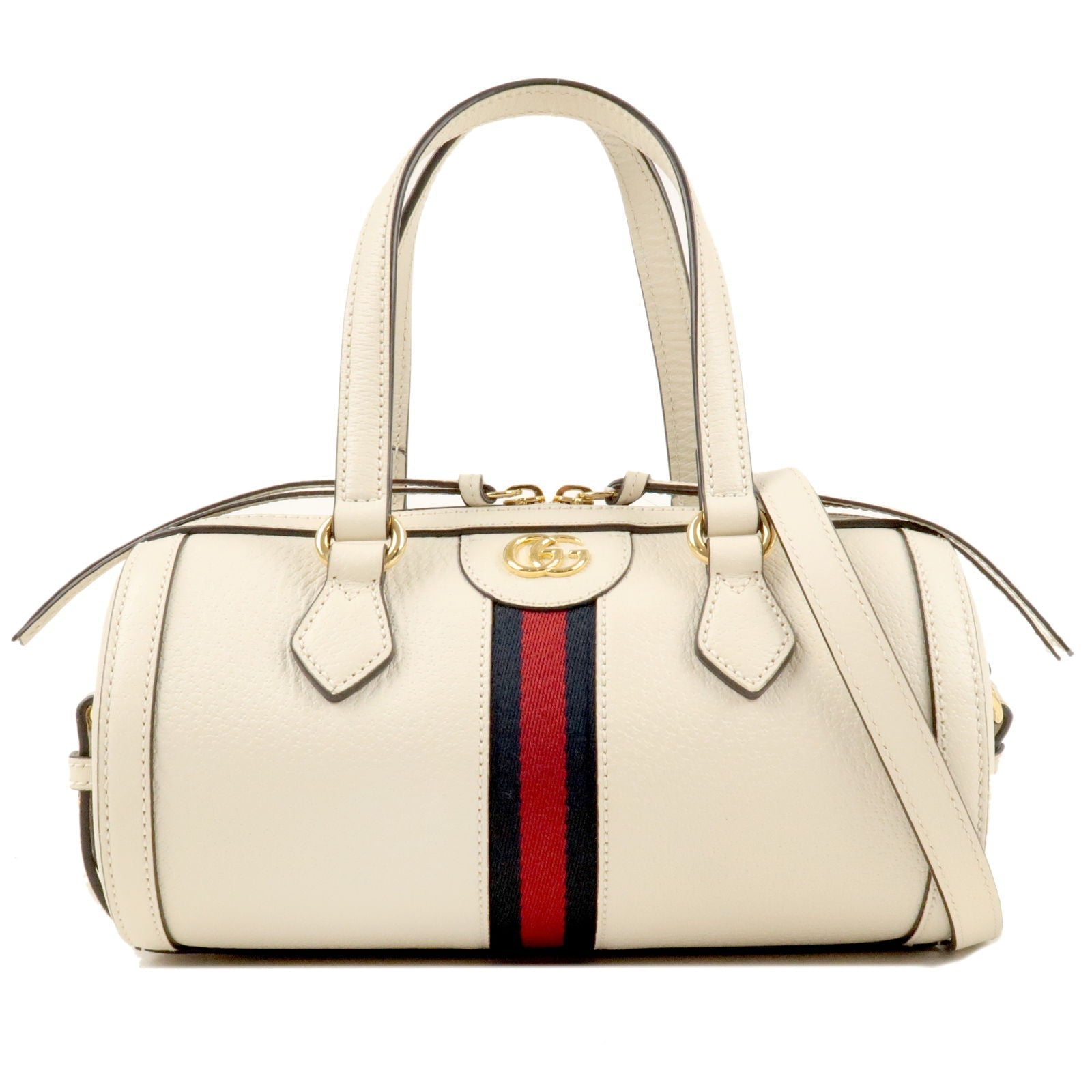 GUCCI Ophidia Leather 2Way Bag Mini Boston Bag Ivory 602577