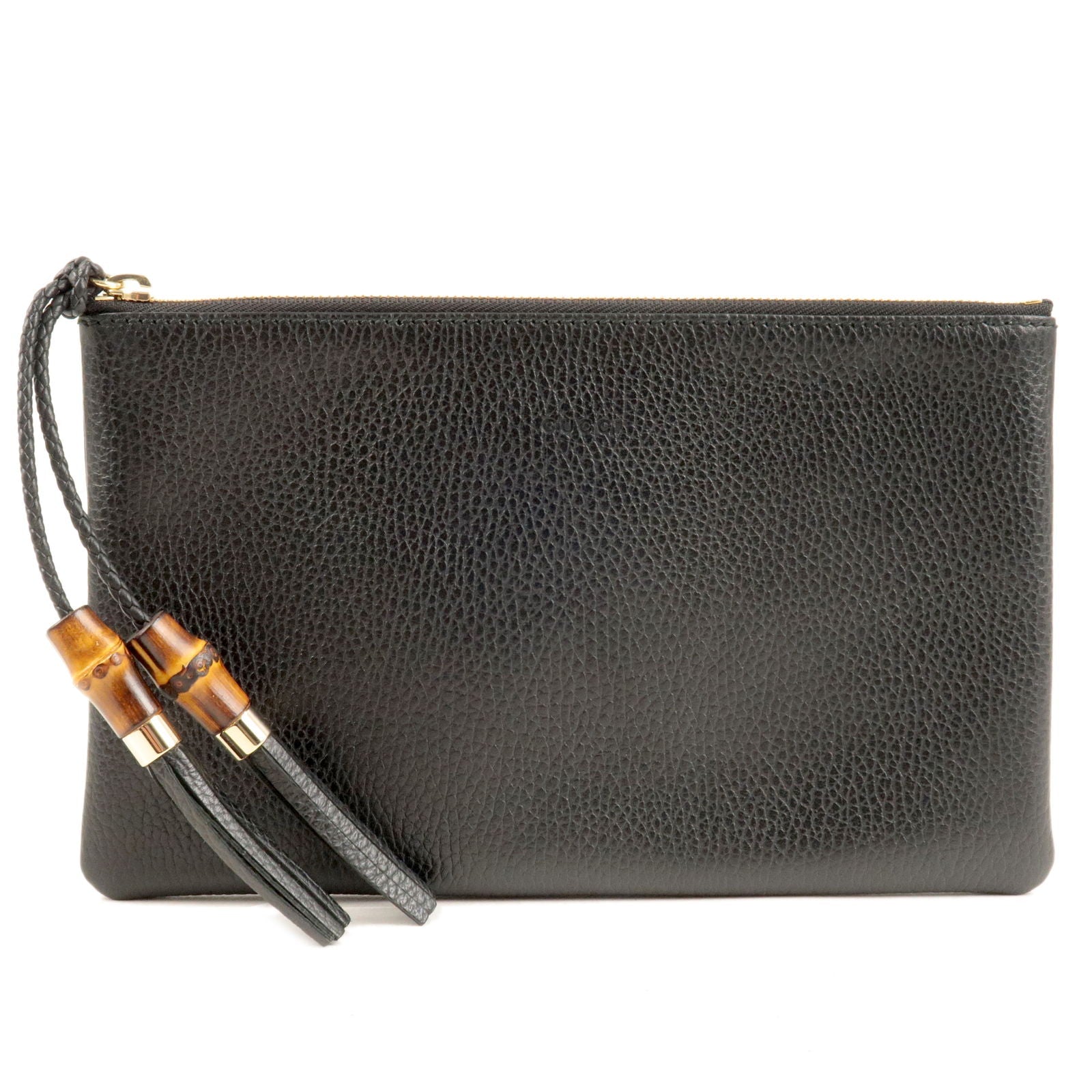 GUCCI Bamboo Leather Clutch Bag Second Bag Black 449652