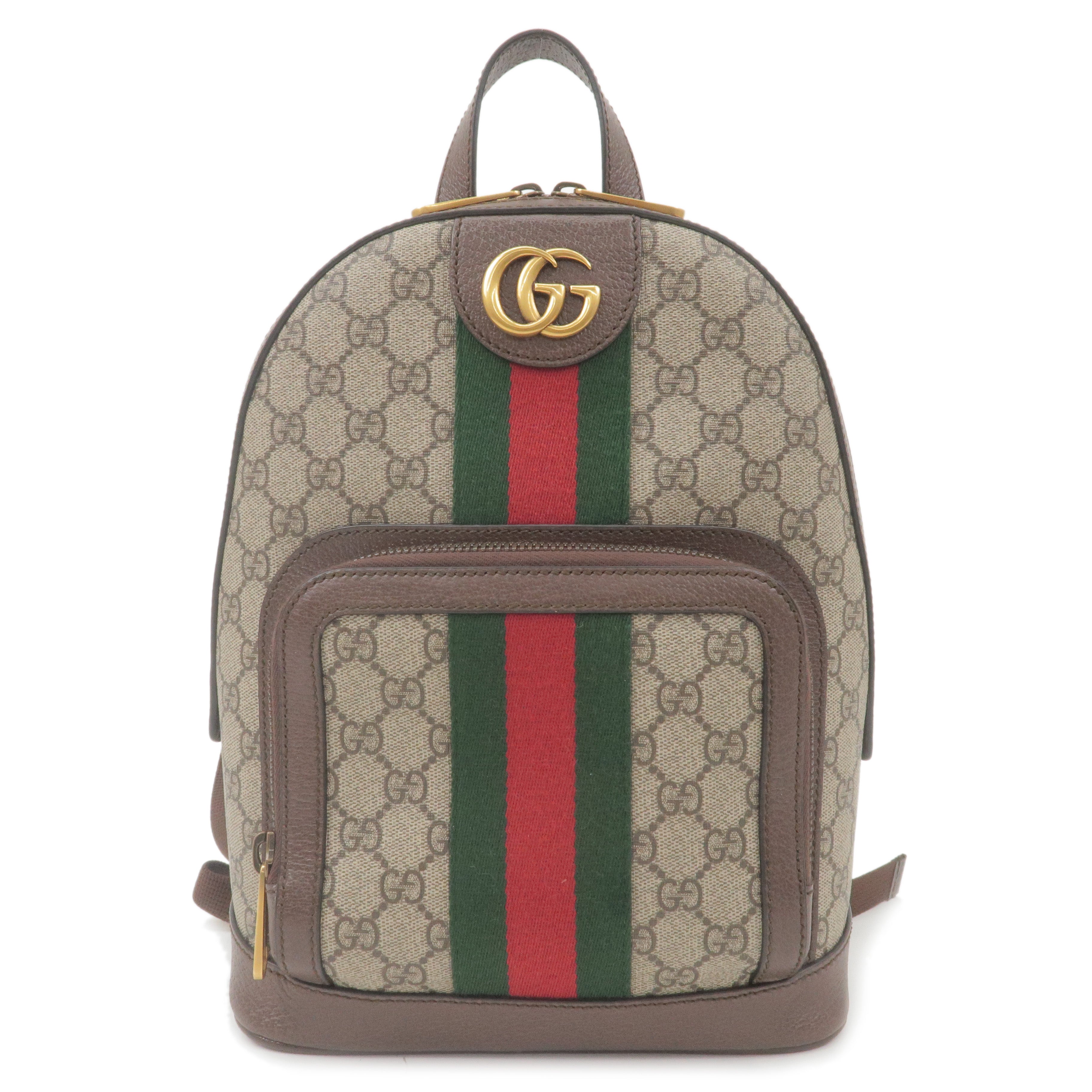 GUCCI Ophidia GG Supreme Leather Small Back Pack Beige Brown