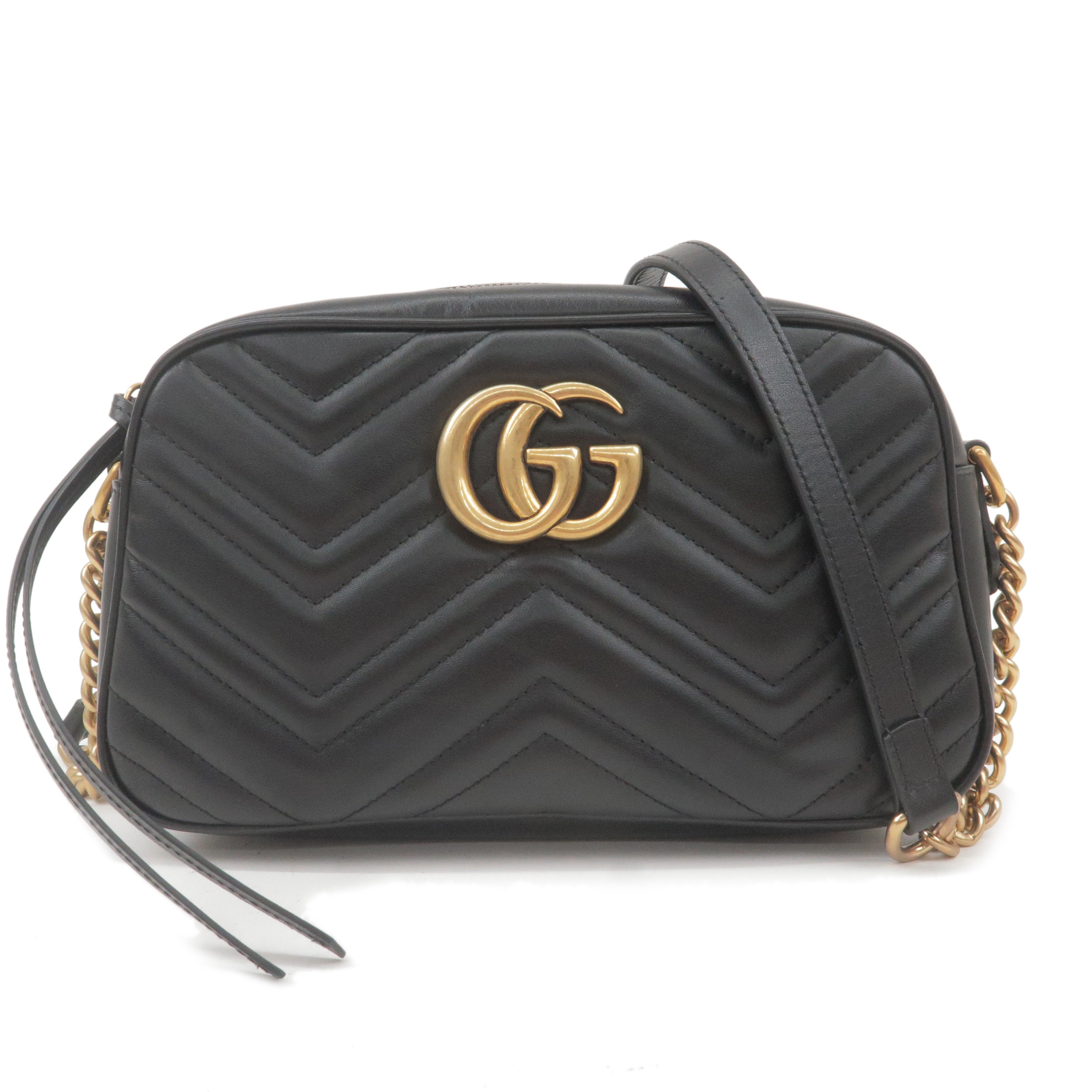 GUCCI GG Marmont Leather Small Cross Body Bag Black 447632