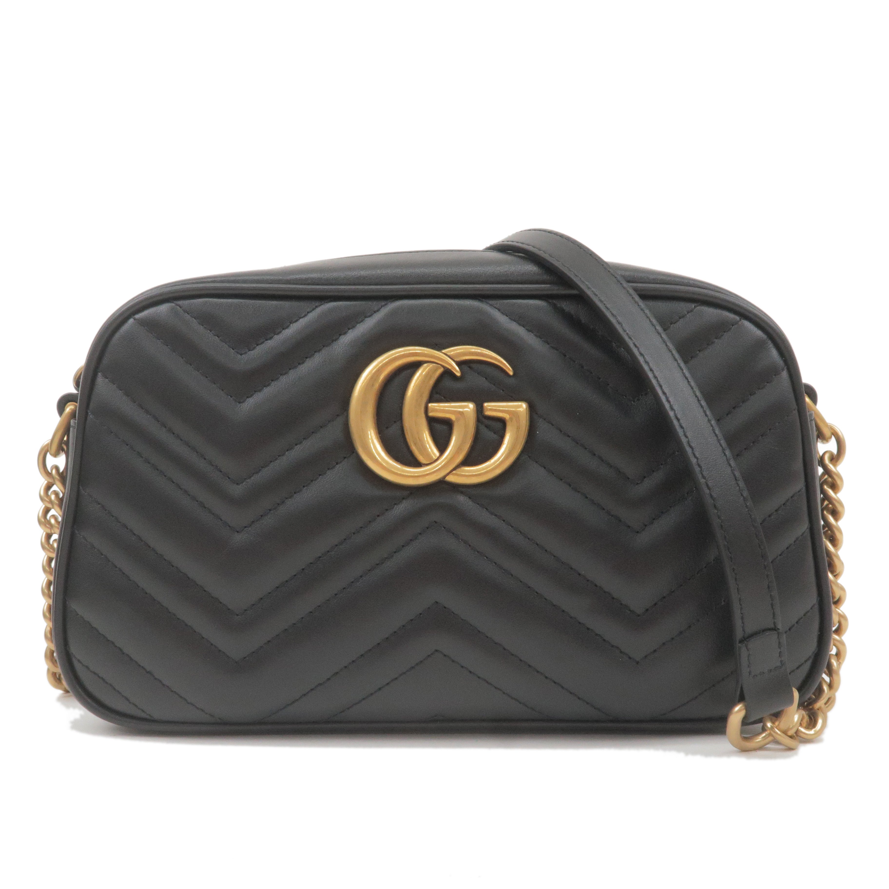 GUCCI GG Marmont Leather Small CrossBody Bag Black