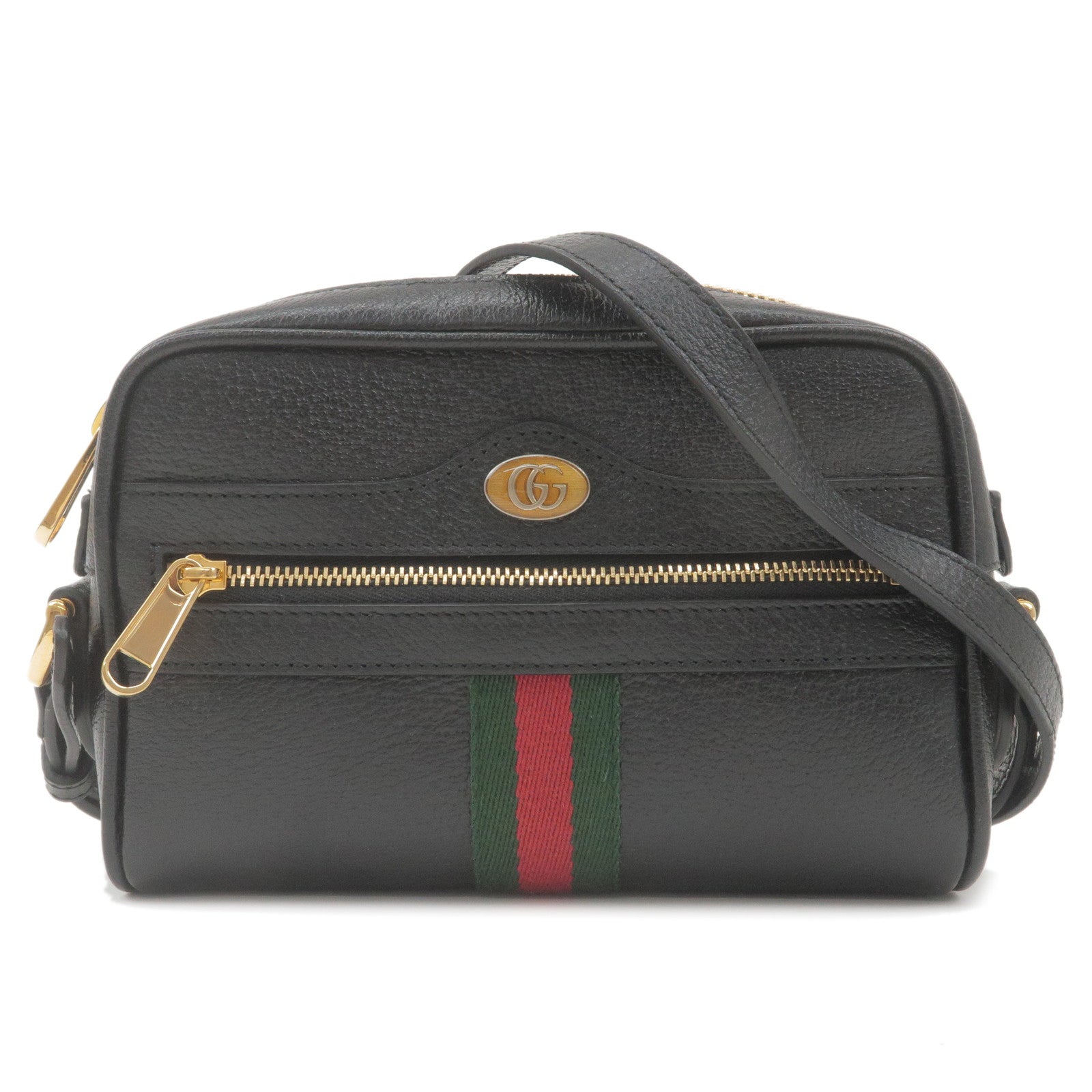 GUCCI Ophidia Leather Crossbody Shoulder Bag Black 517350