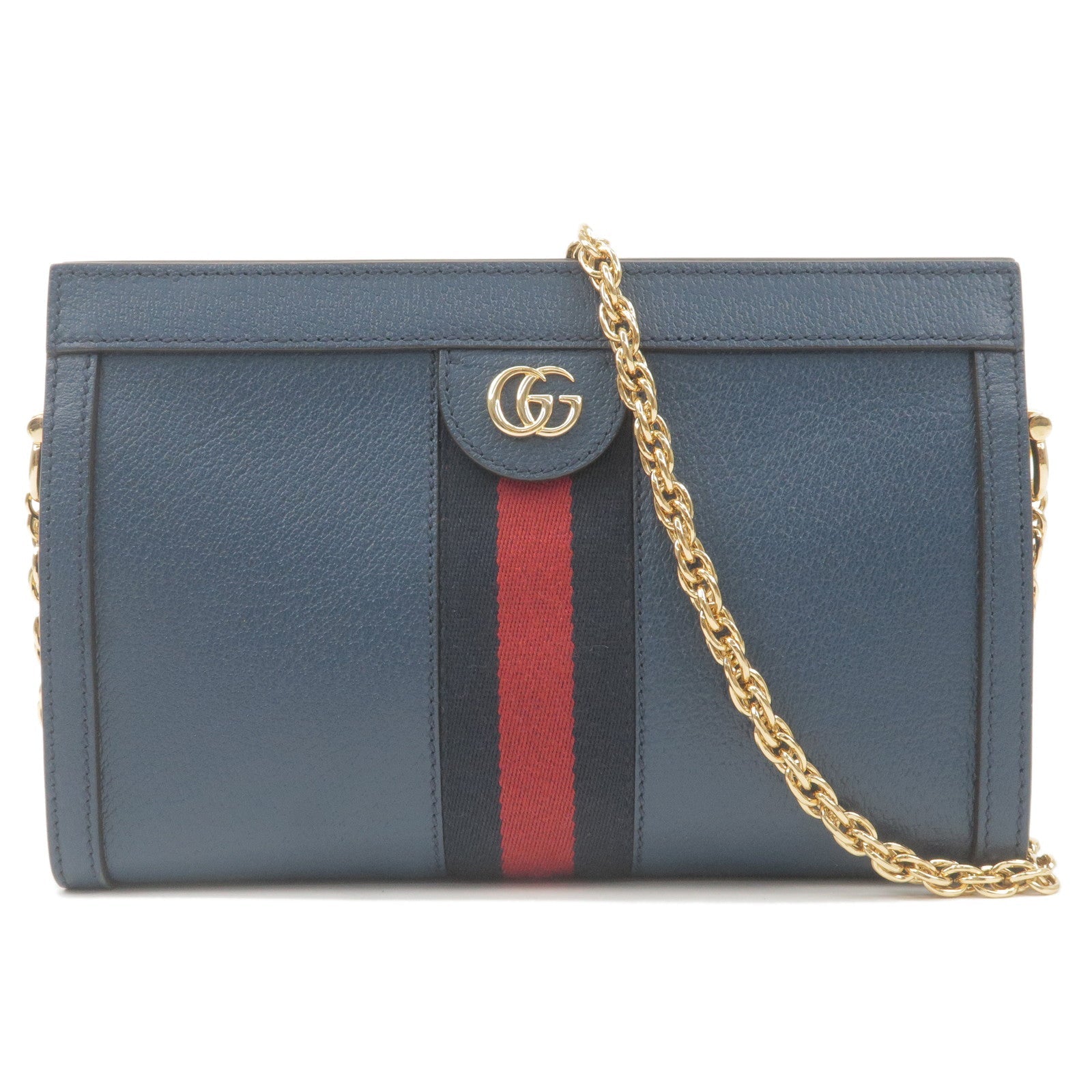 GUCCI Sherry Ophidia Leather Crossbody Shoulder Bag Navy 503877