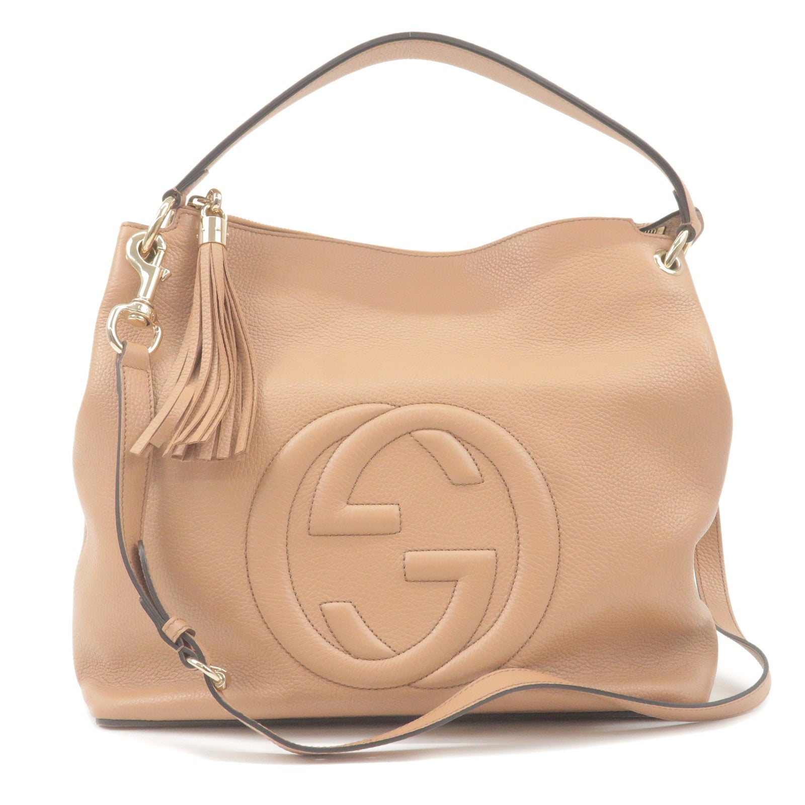 GUCCI SOHO Leather 2Way Shoulder Bag Hand Bag Beige 536194