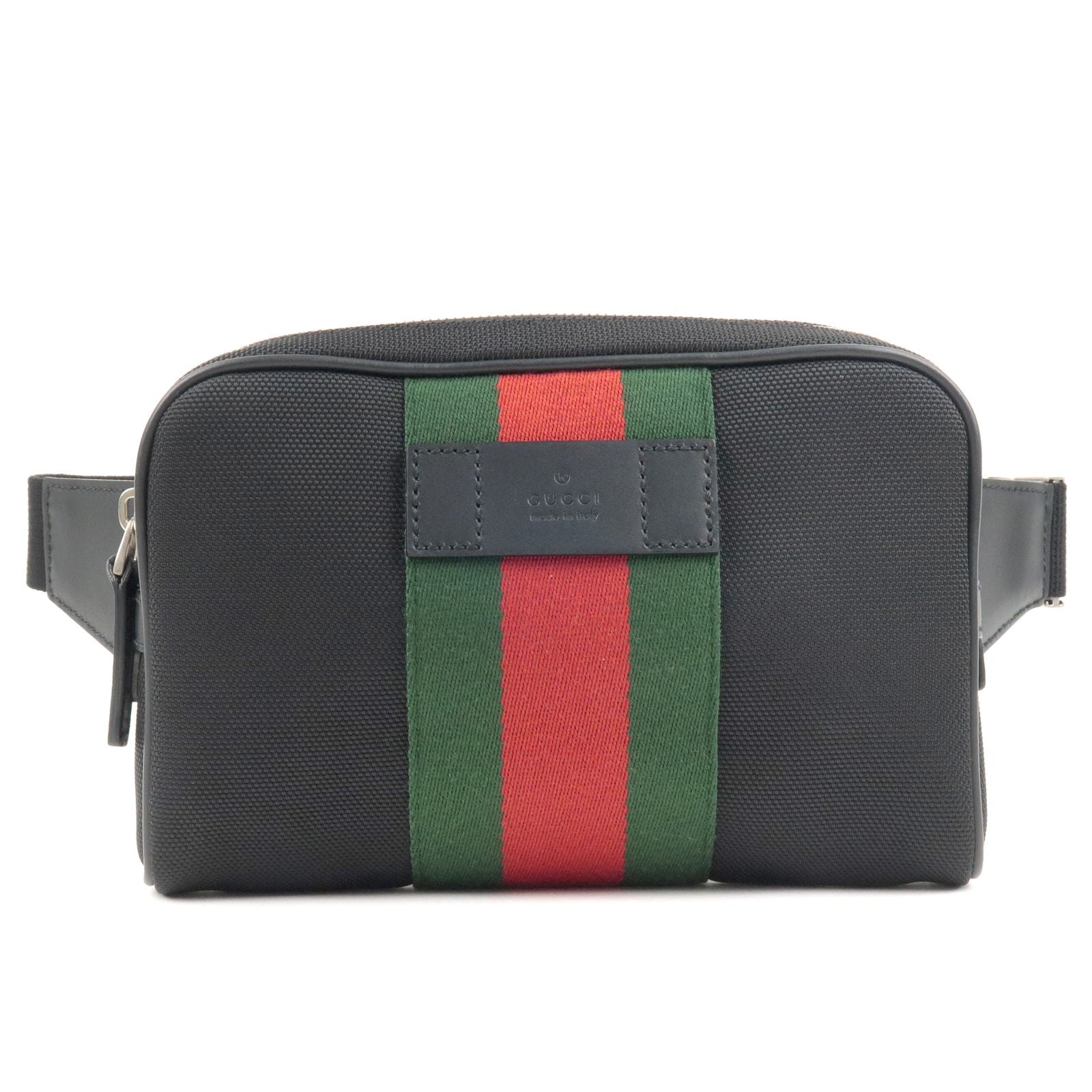 GUCCI Sherry GG Canvas Leather Waist Bag Body Bag Black 630919