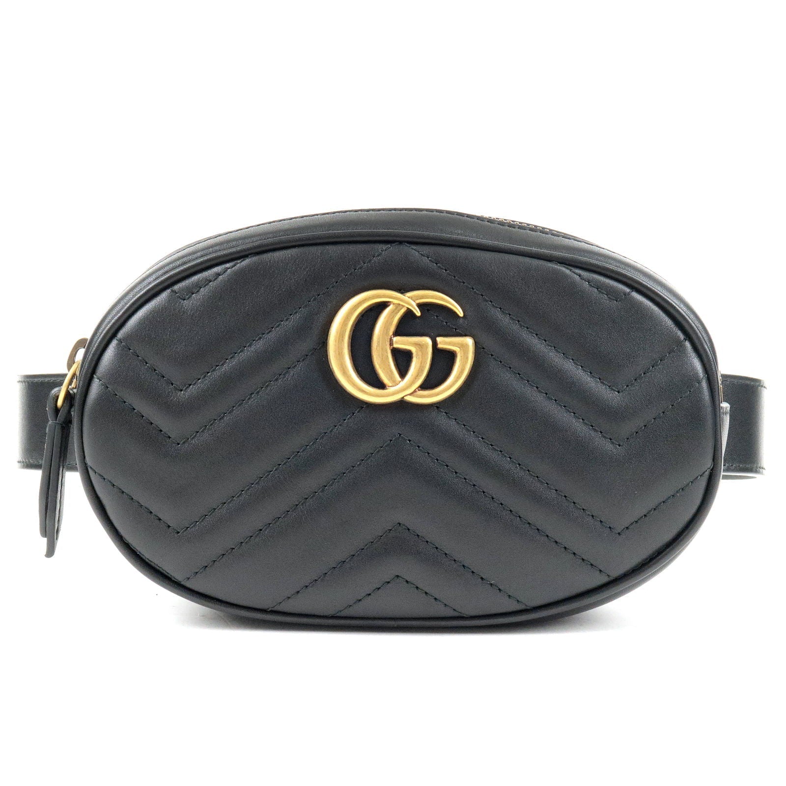 GUCCI GG Marmont Leather Waist Bag Crossbody Bag Black 476434