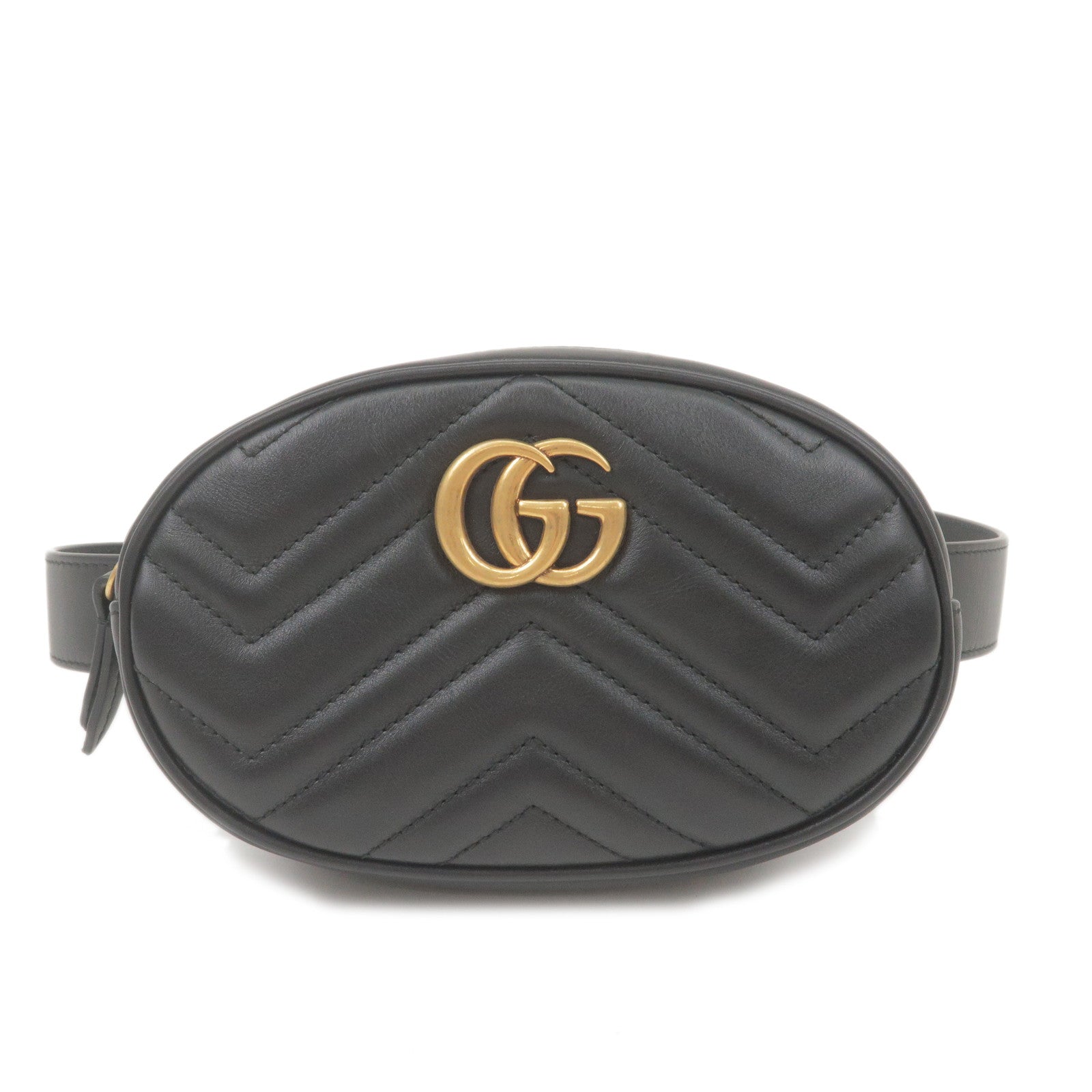 GUCCI GG Marmont Leather Waist Bag Crossbody Bag Black 476434