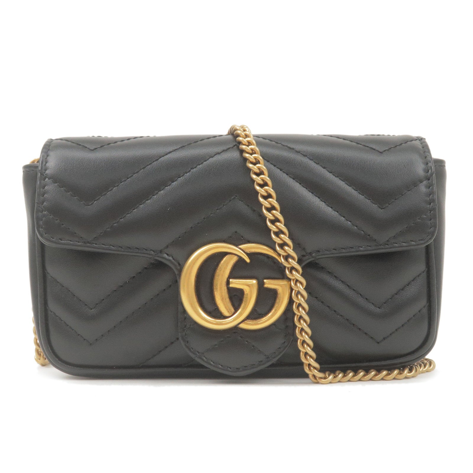 GUCCI GG Marmont Super Mini Chain Leather Shoulder Bag 476433