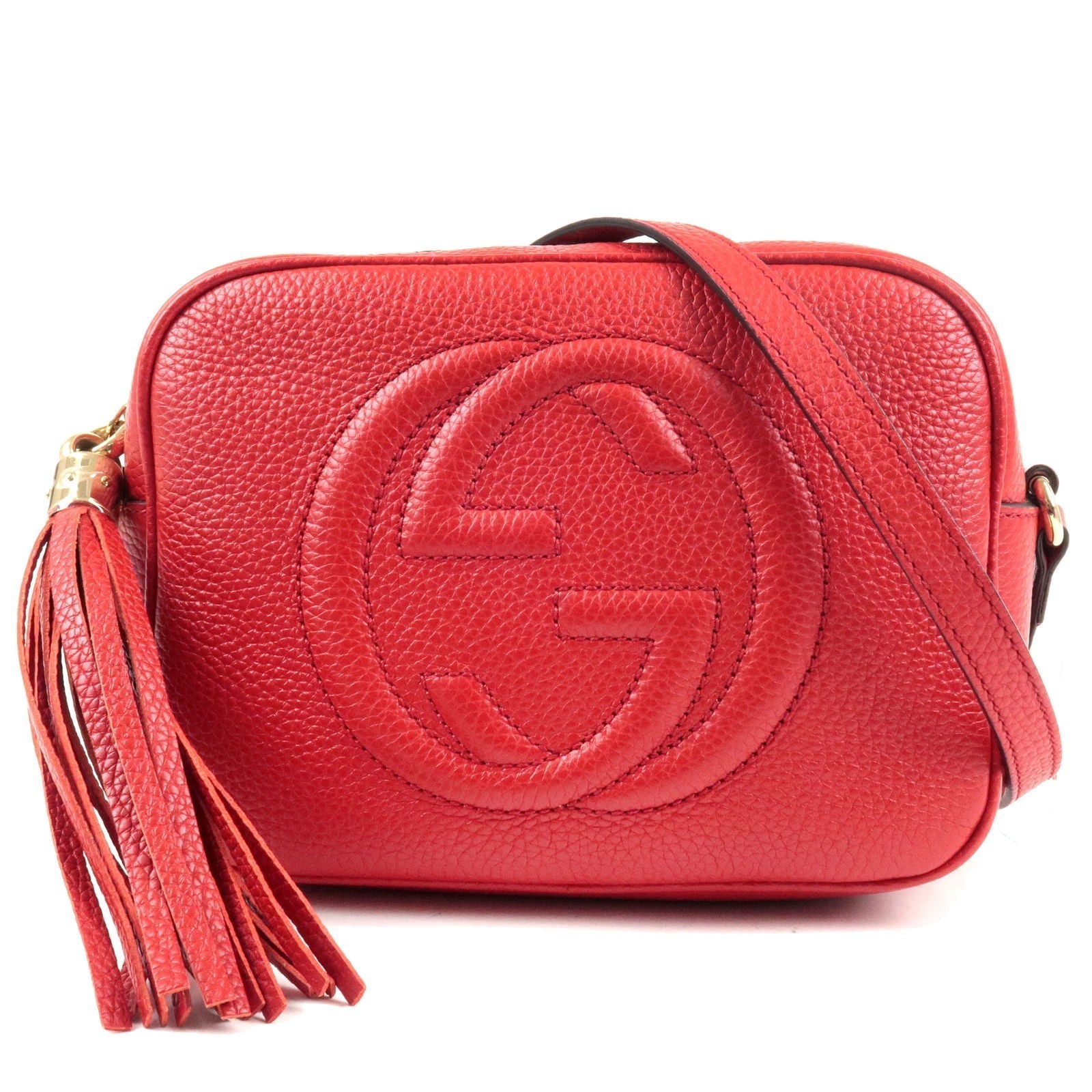 GUCCI SOHO Leather Small Disco Shoulder Bag Red 308364