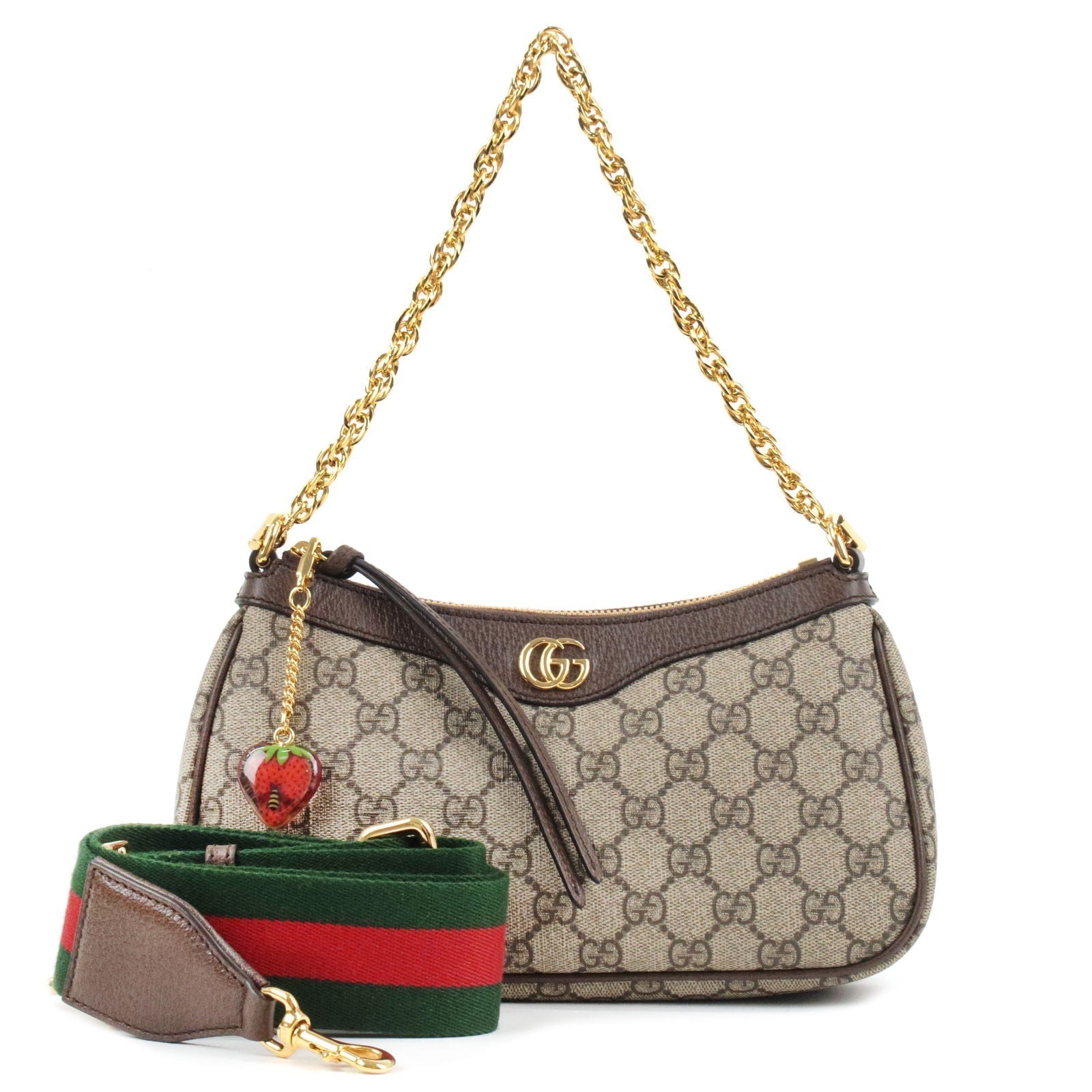 GUCCI Ophidia GG Supreme Small Leather 2Way Bag Beige Brown 735132