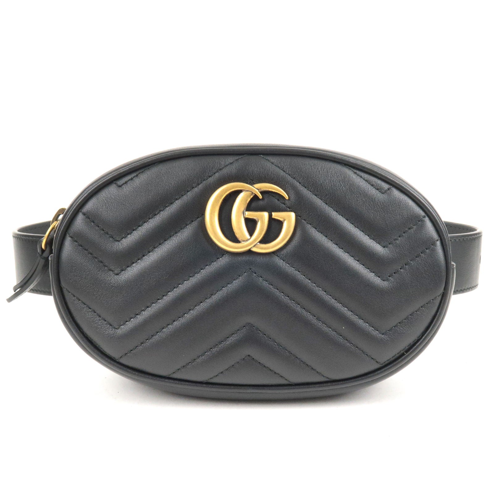 GUCCI GG Marmont Leather Waist Bag Body Bag Black 476434