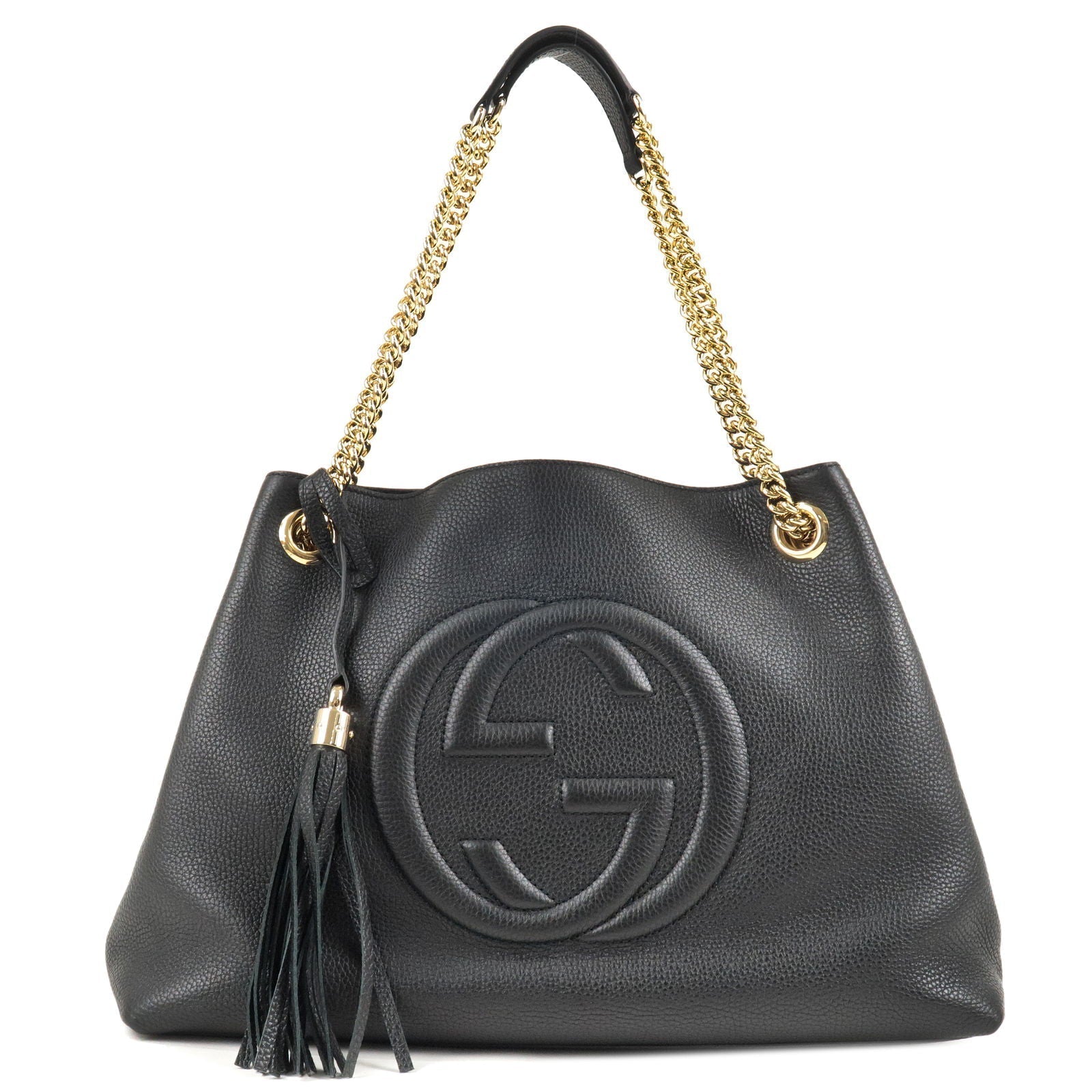 GUCCI SOHO Leather Chain Shoulder Bag Black 536196