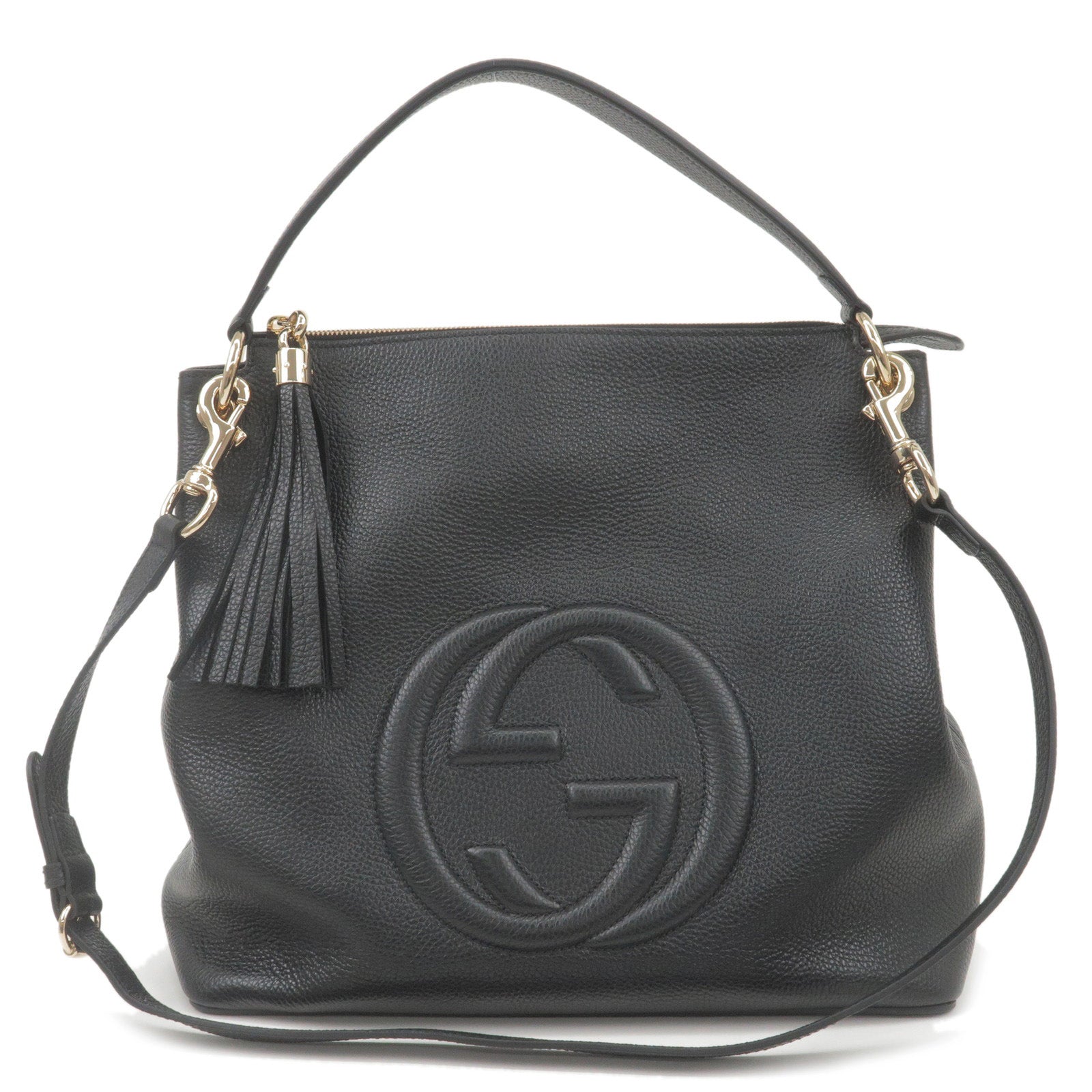 GUCCI SOHO Leather Shoulder Bag Black 536194