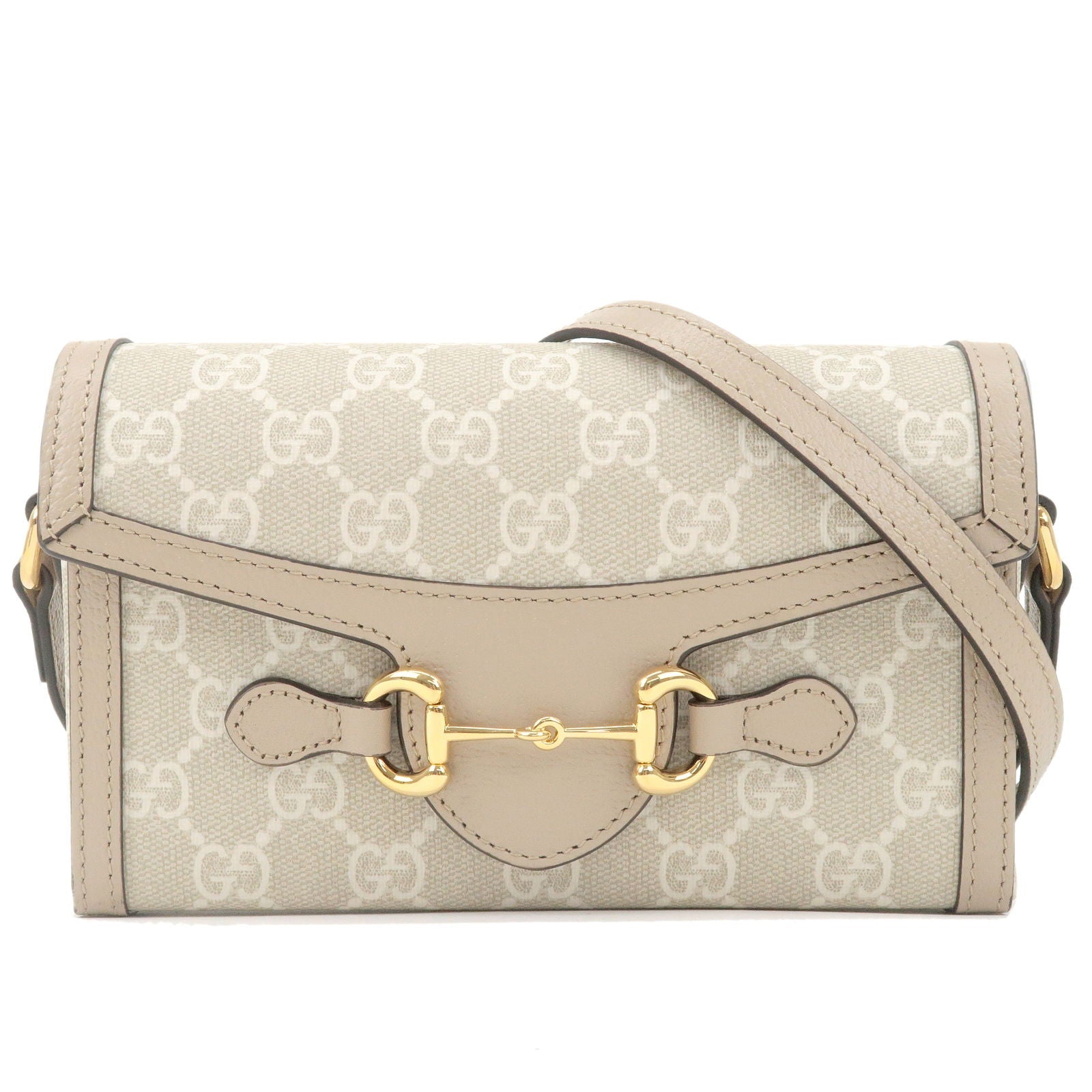 GUCCI Horsebit 1955 GG Supreme Leather Mini Bag Beige 699296