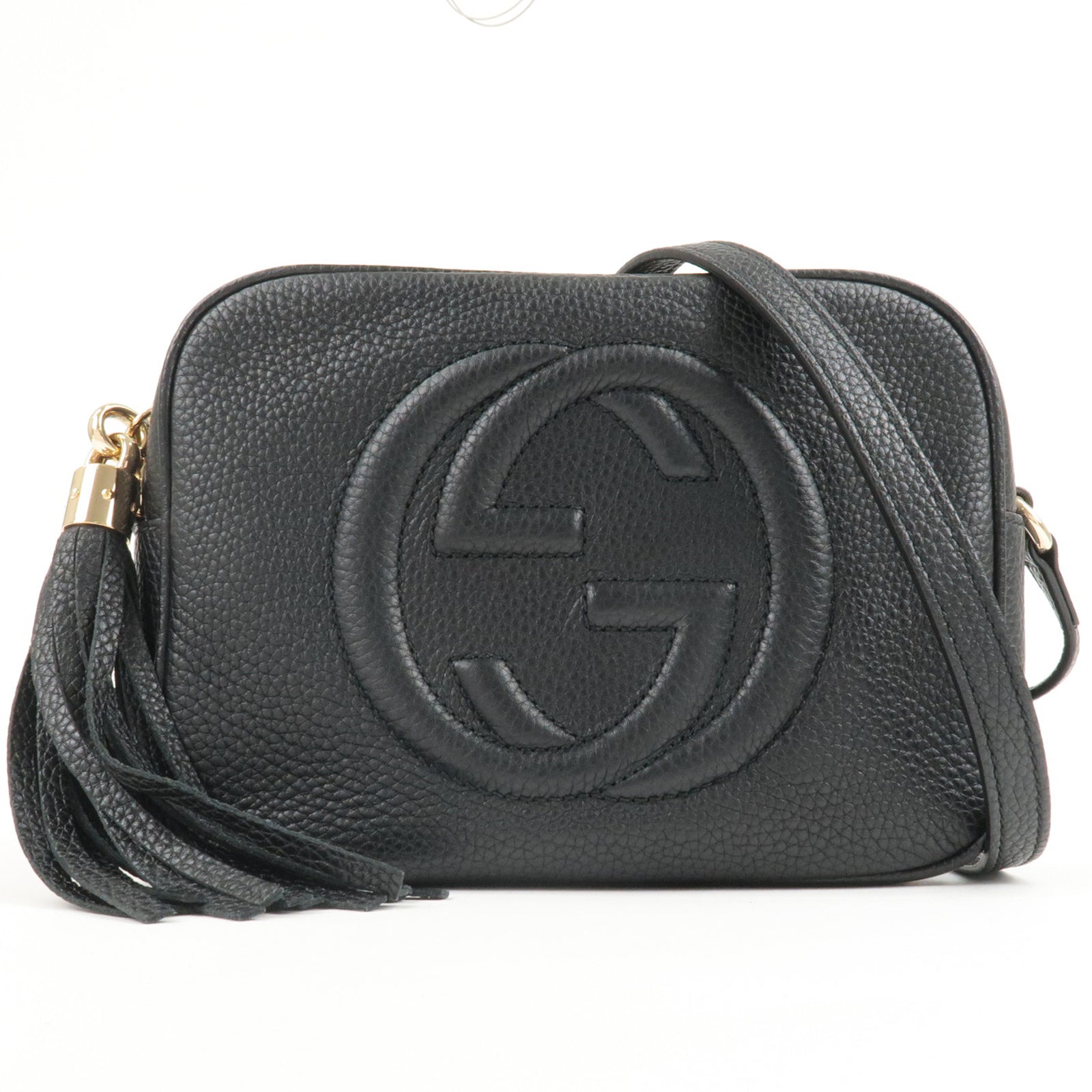 GUCCI SOHO Leather Small Disco Shoulder Bag Black 308364