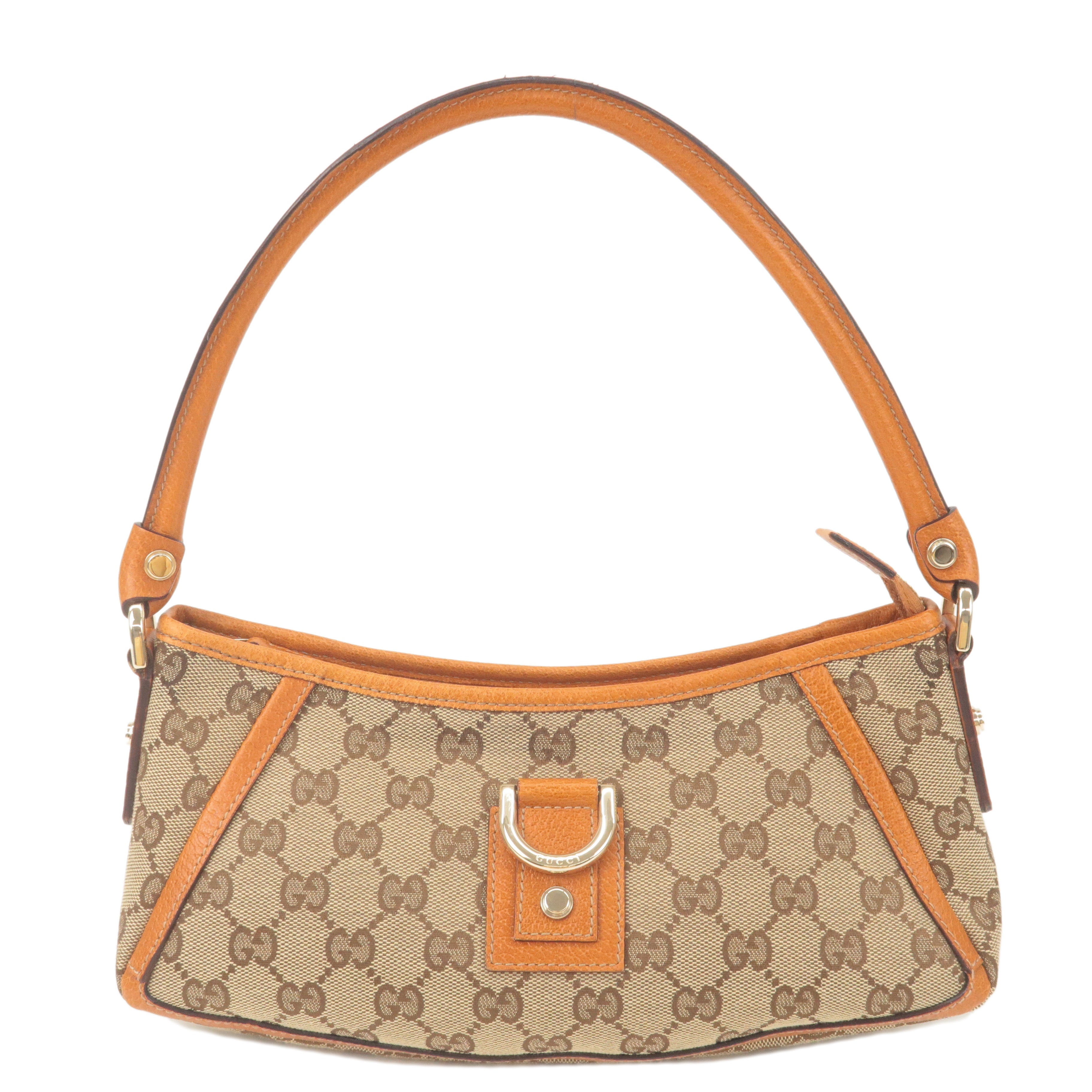 GUCCI Abbey GG Canvas Leather Shoulder Bag Beige Brown 130939