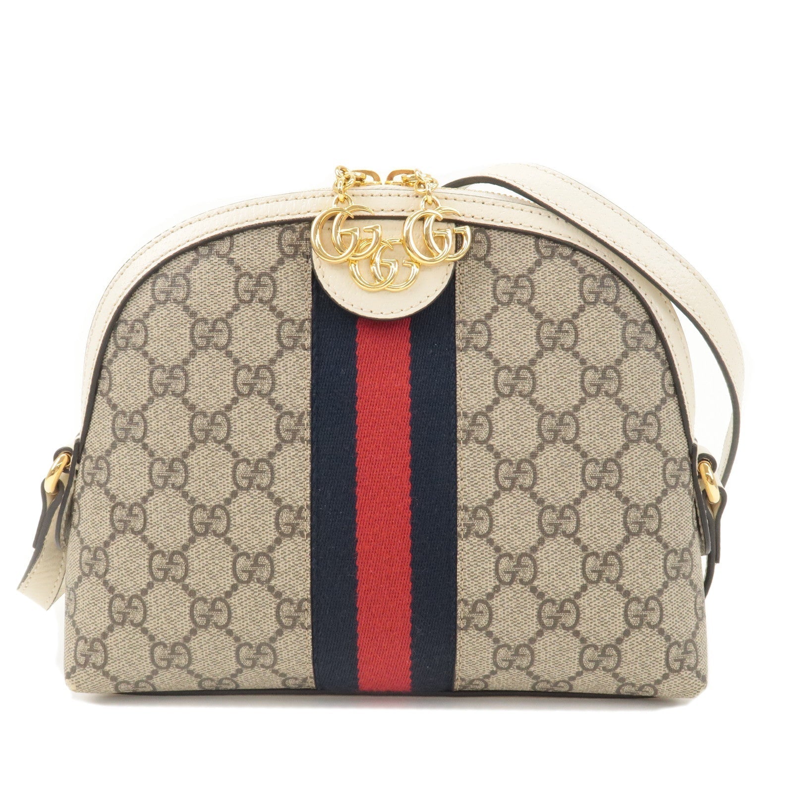 GUCCI Ophidia GG Supreme Leather Shoulder Bag Beige White 499621