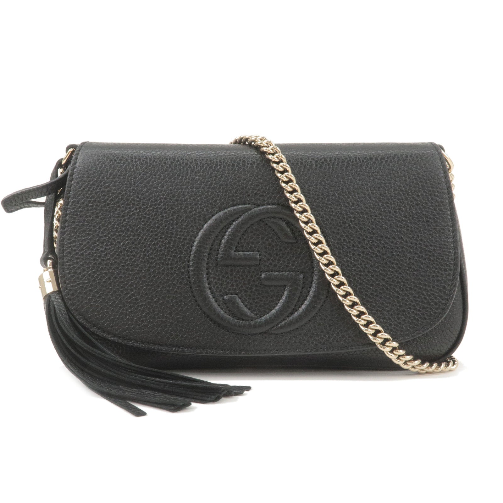 GUCCI SOHO Leather Chain Shoulder Bag Crossbody Bag Black 536224