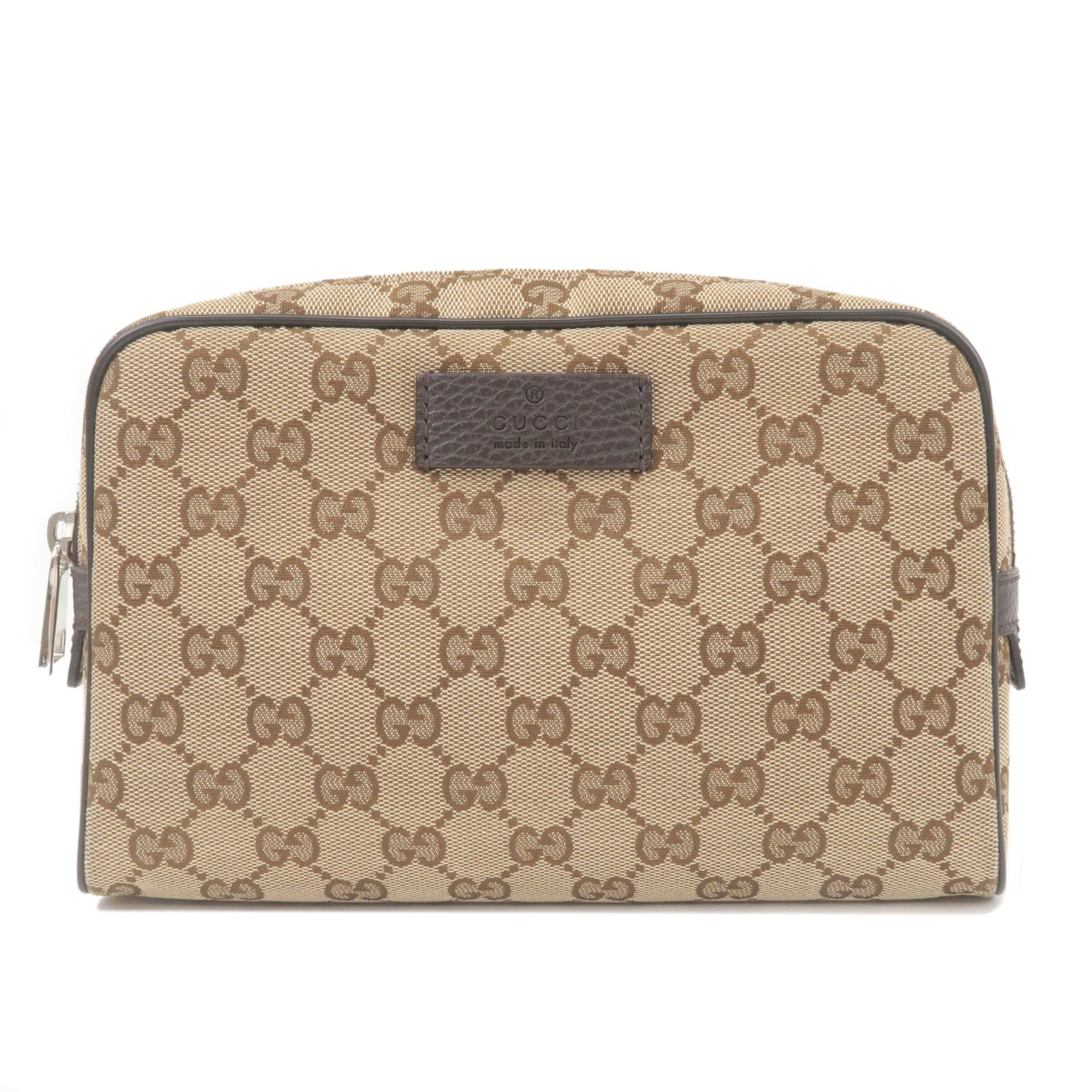 GUCCI GG Canvas Leather Waist Bag Beige Brown 449174