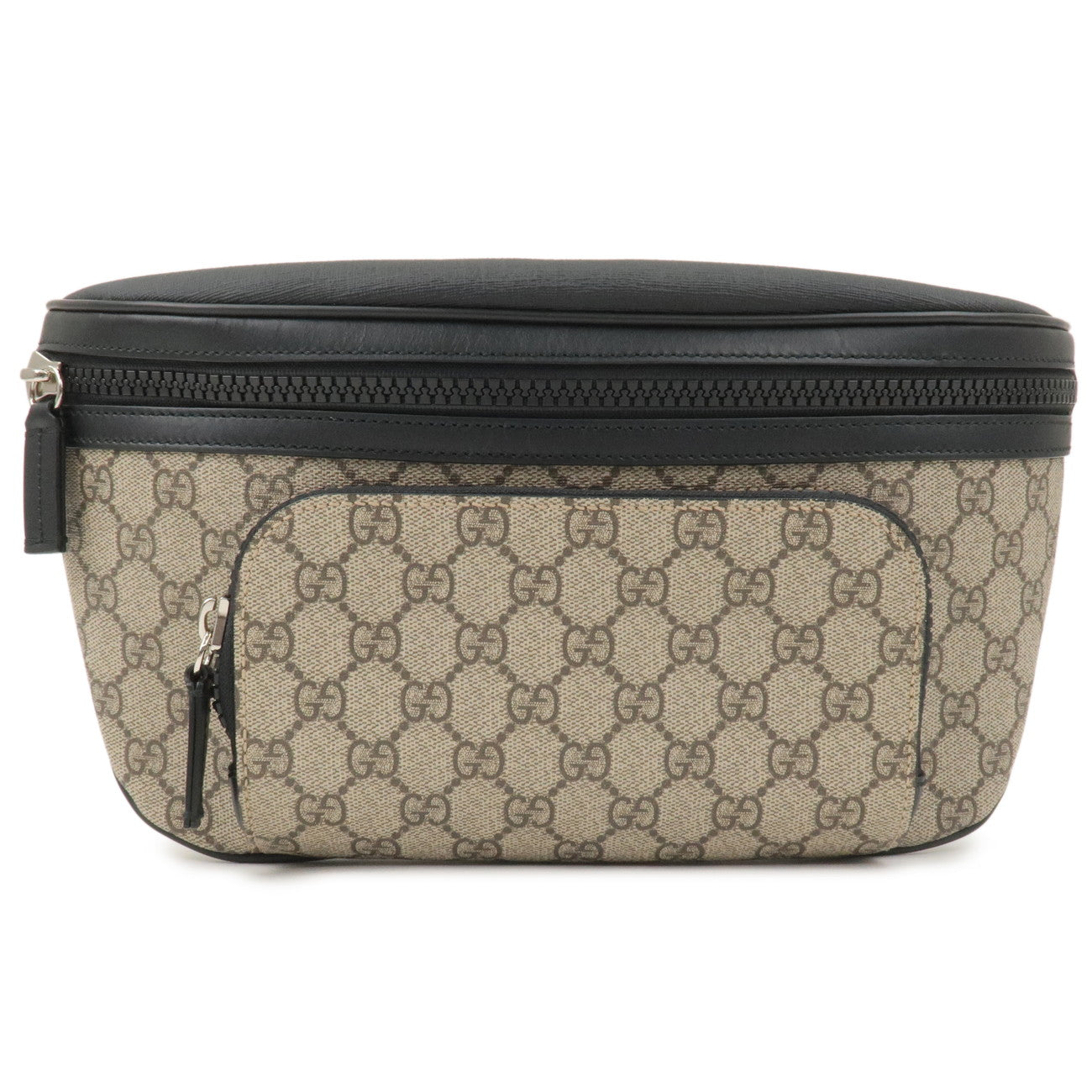 GUCCI GG Supreme Leather Body Bag Waist Bag Beige Black 406372