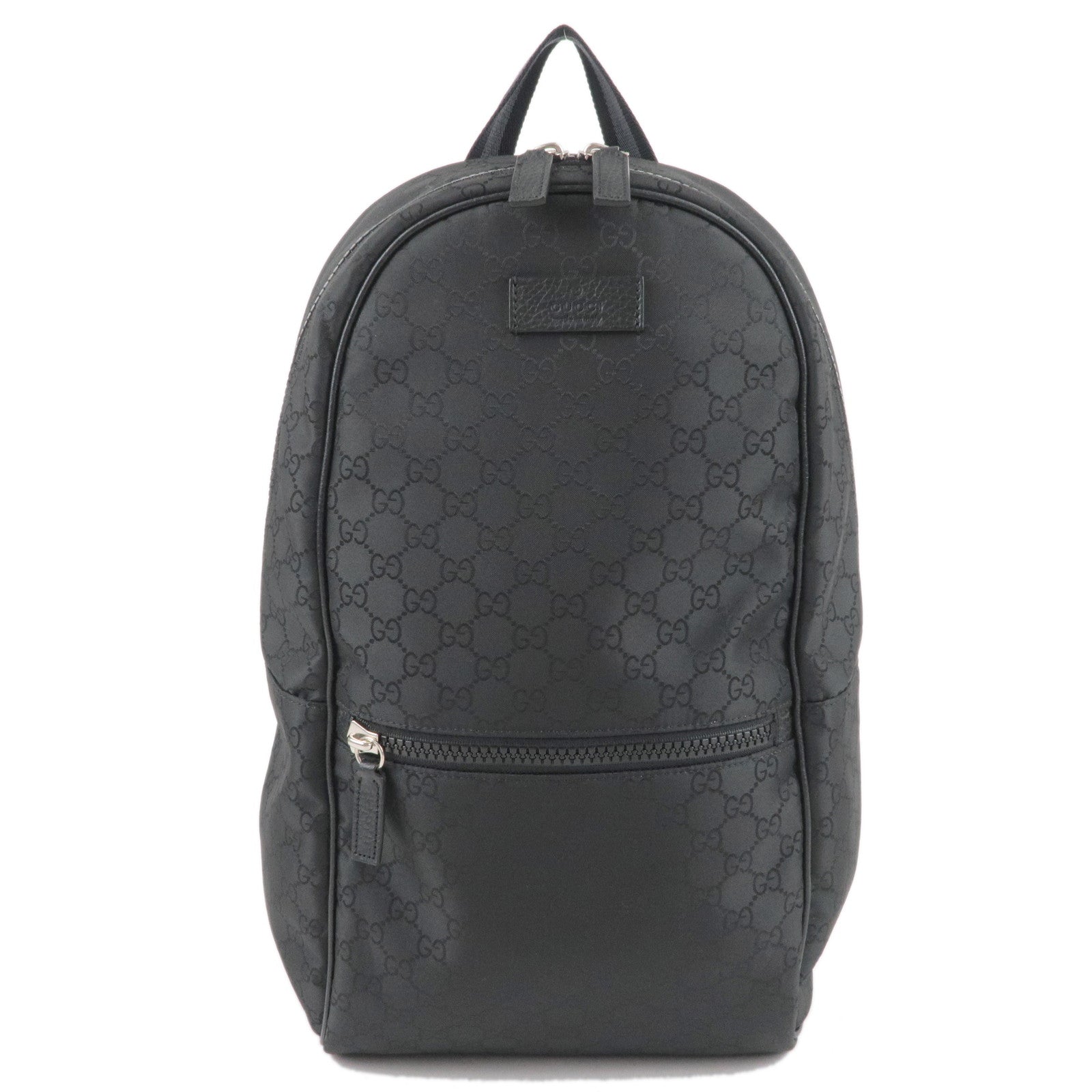 GUCCI GG Nylon Leather Back Pack Ruck Sack Black 449181