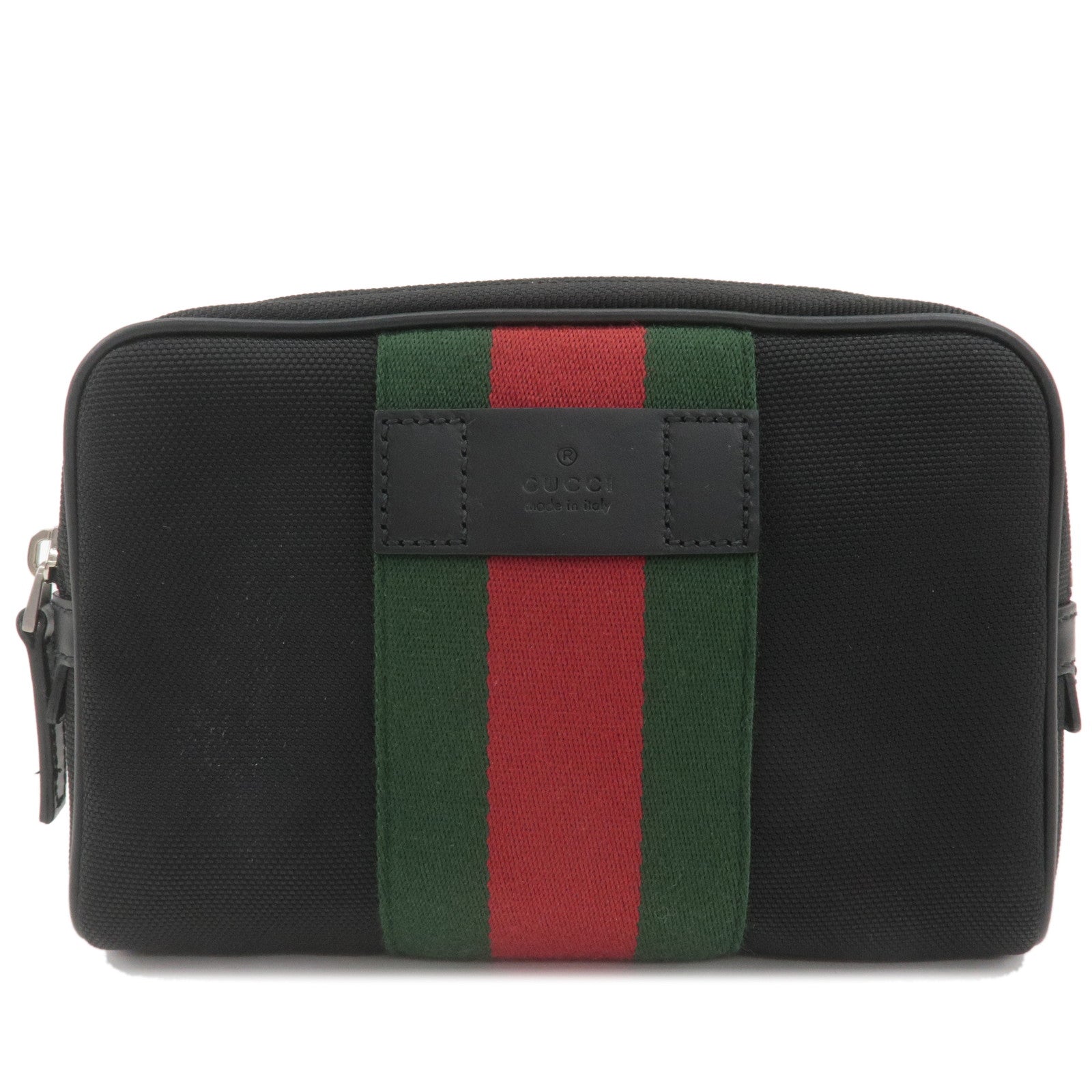 GUCCI Sherry Canvas Leather Waist Bag Body Bag Black 630919