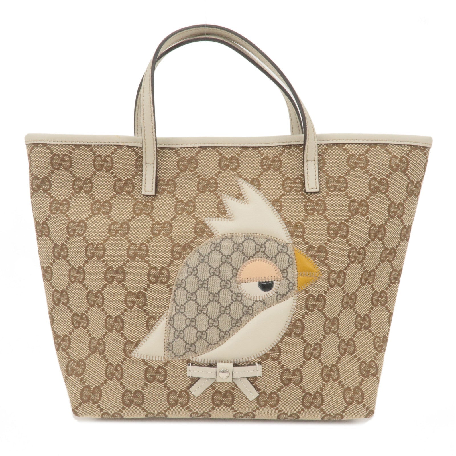 GUCCI Childrens ZOO Series GG Canvas Leather Hand Bag Beige 271101