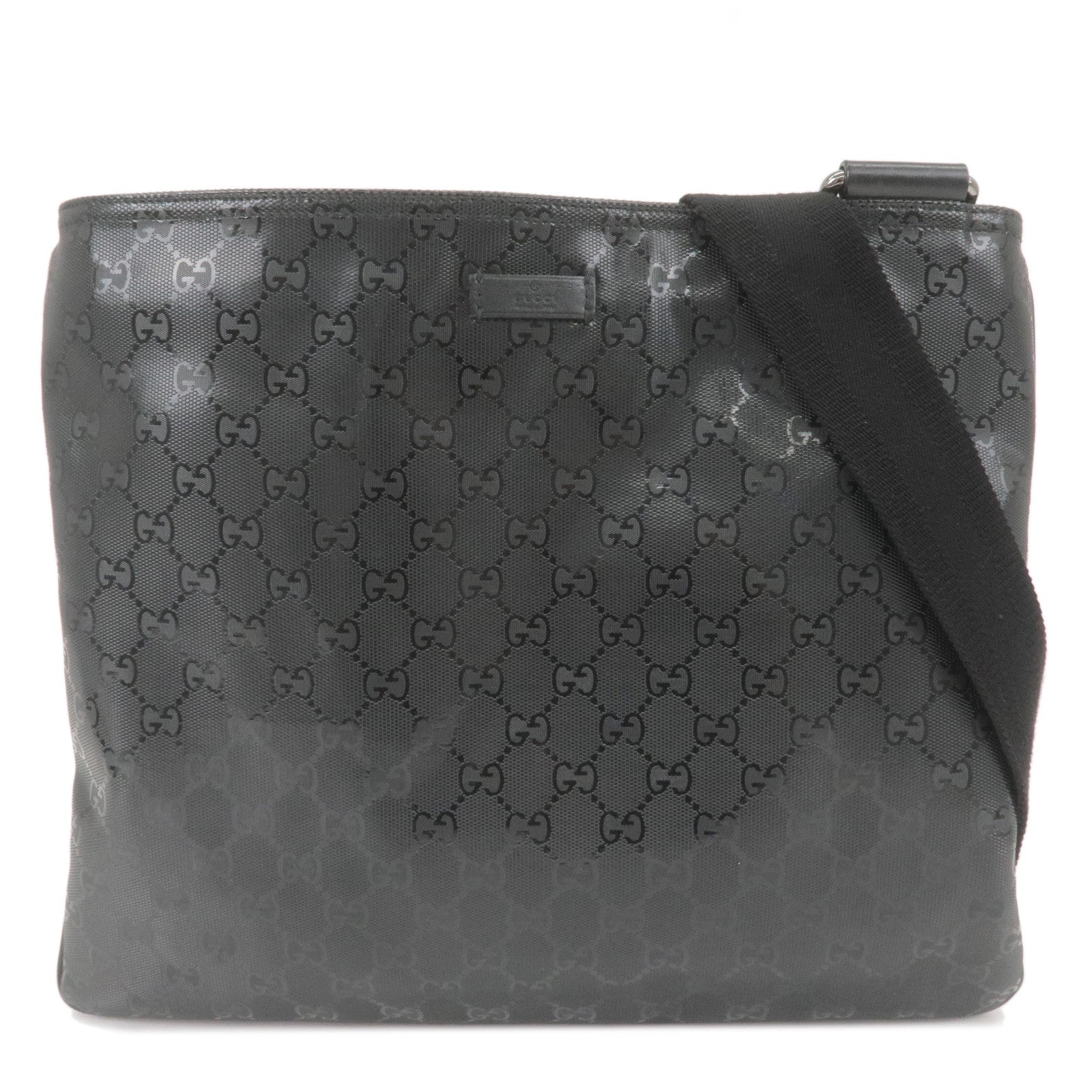 GUCCI GG Imprime PVC Leather Shoulder Bag Black 201446