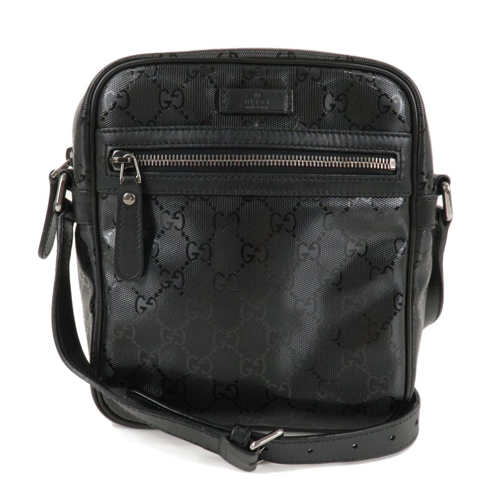 GUCCI GG Imprime PVC Leather Shoulder Bag Black 233268