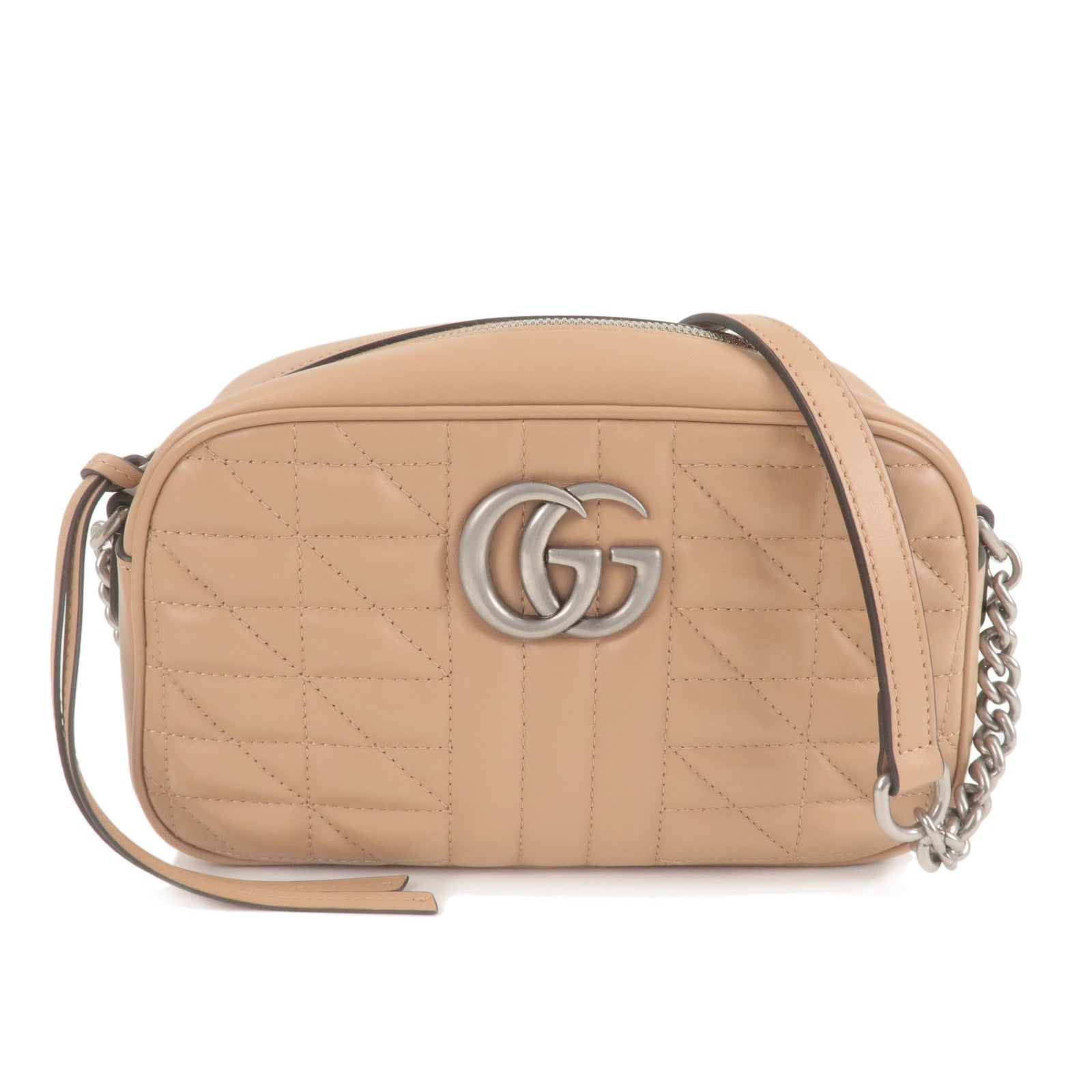 GUCCI GG Marmont Leather Shoulder Bag Crossbody Bag Beige 447632