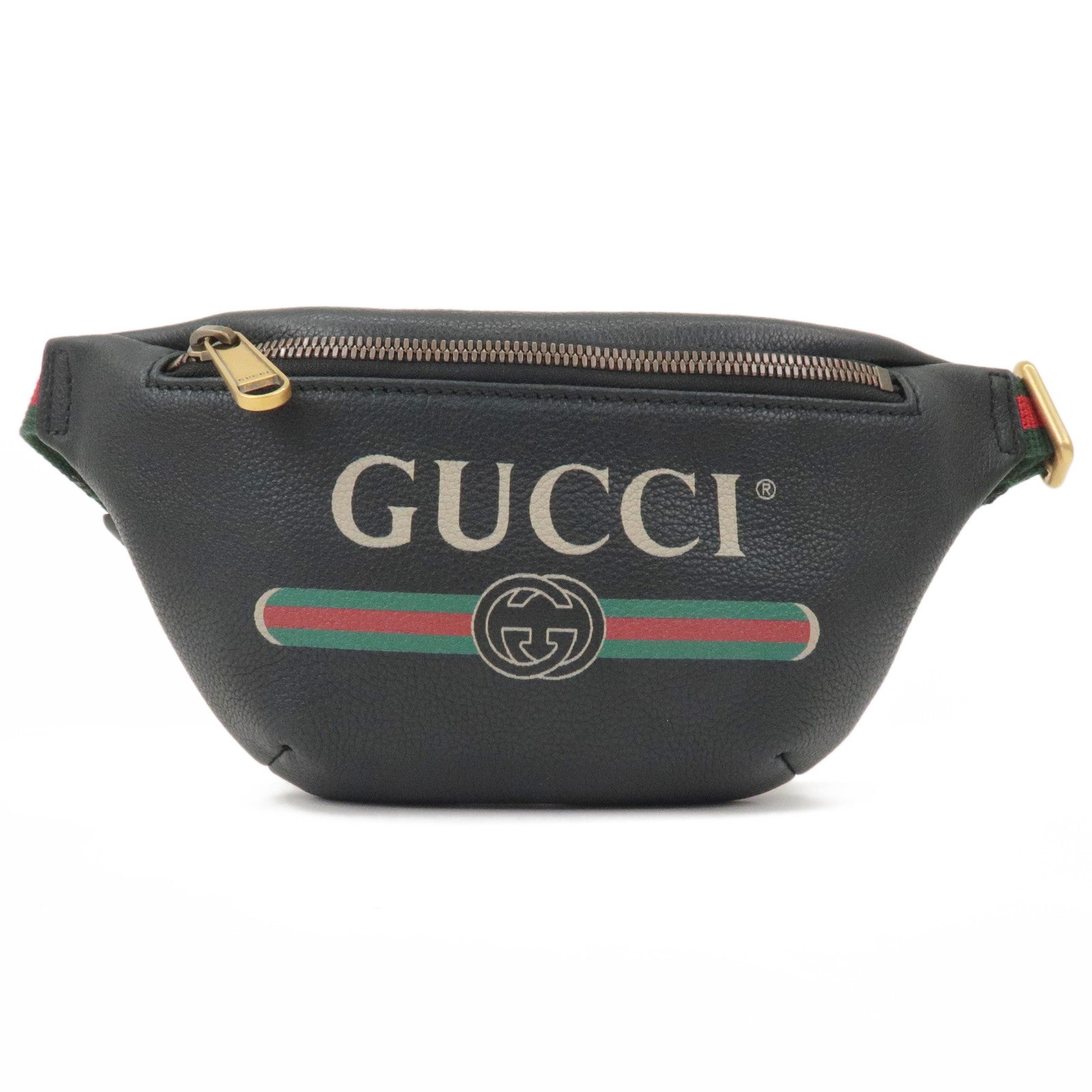 GUCCI Sherry GUCCI Logo Leather Small Waist Bag Black 527792