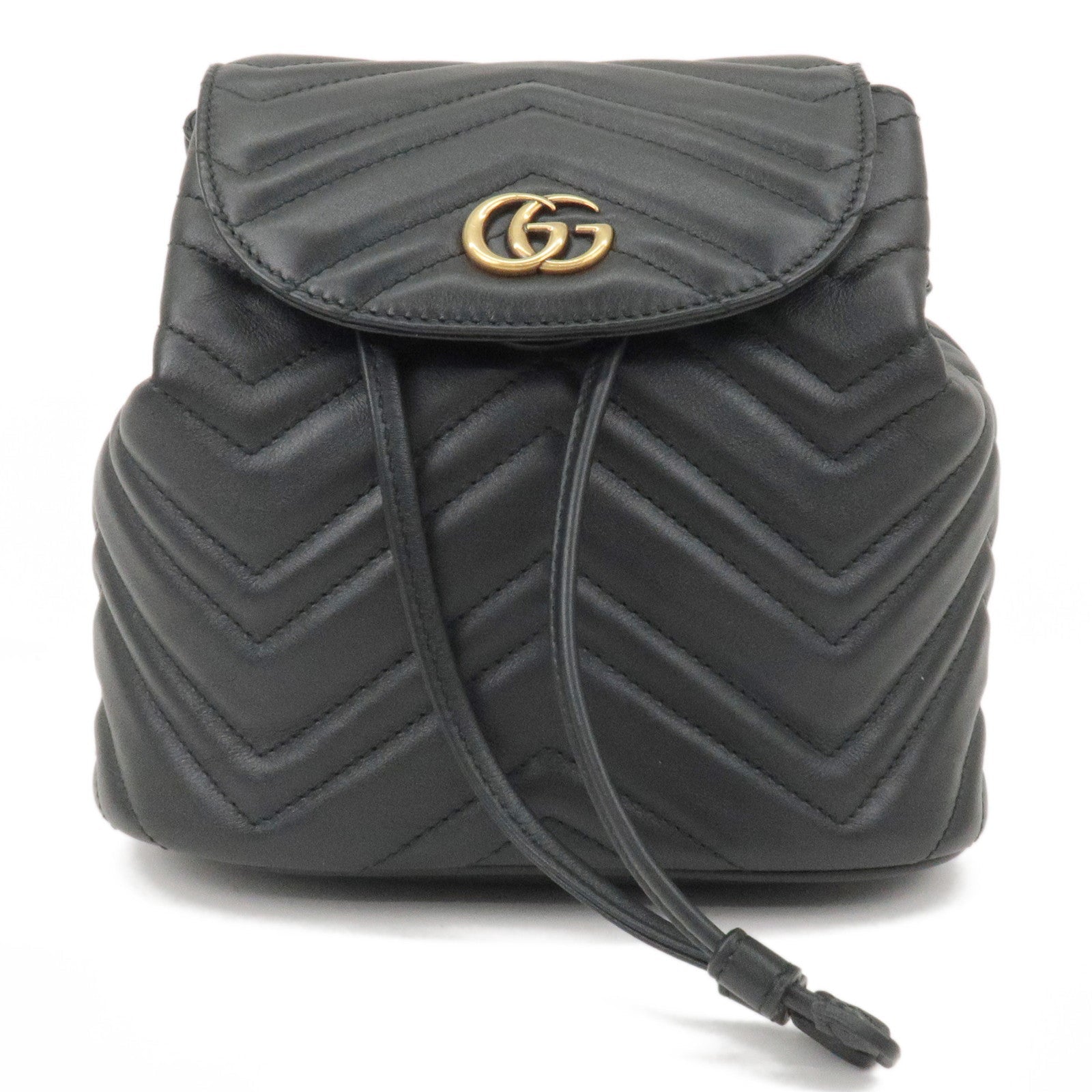 GUCCI GG Marmont Leather Back Pack Ruck Sack Black 528129